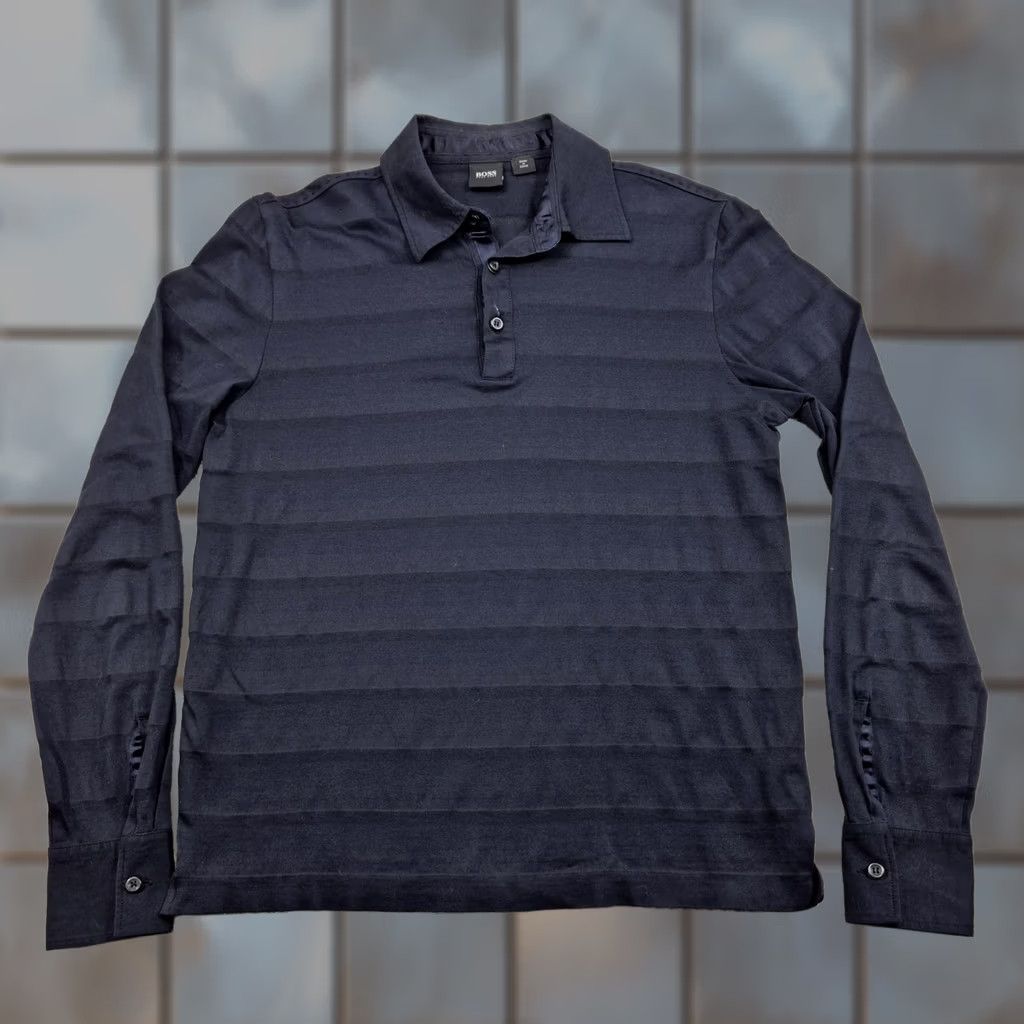 Hugo Boss HUGO BOSS Polo Shirt Mens Small Black Stripe Lightweight Knit Long Sleeve Casual Shirt Size US S / EU 44-46 / 1 - 1 Thumbnail
