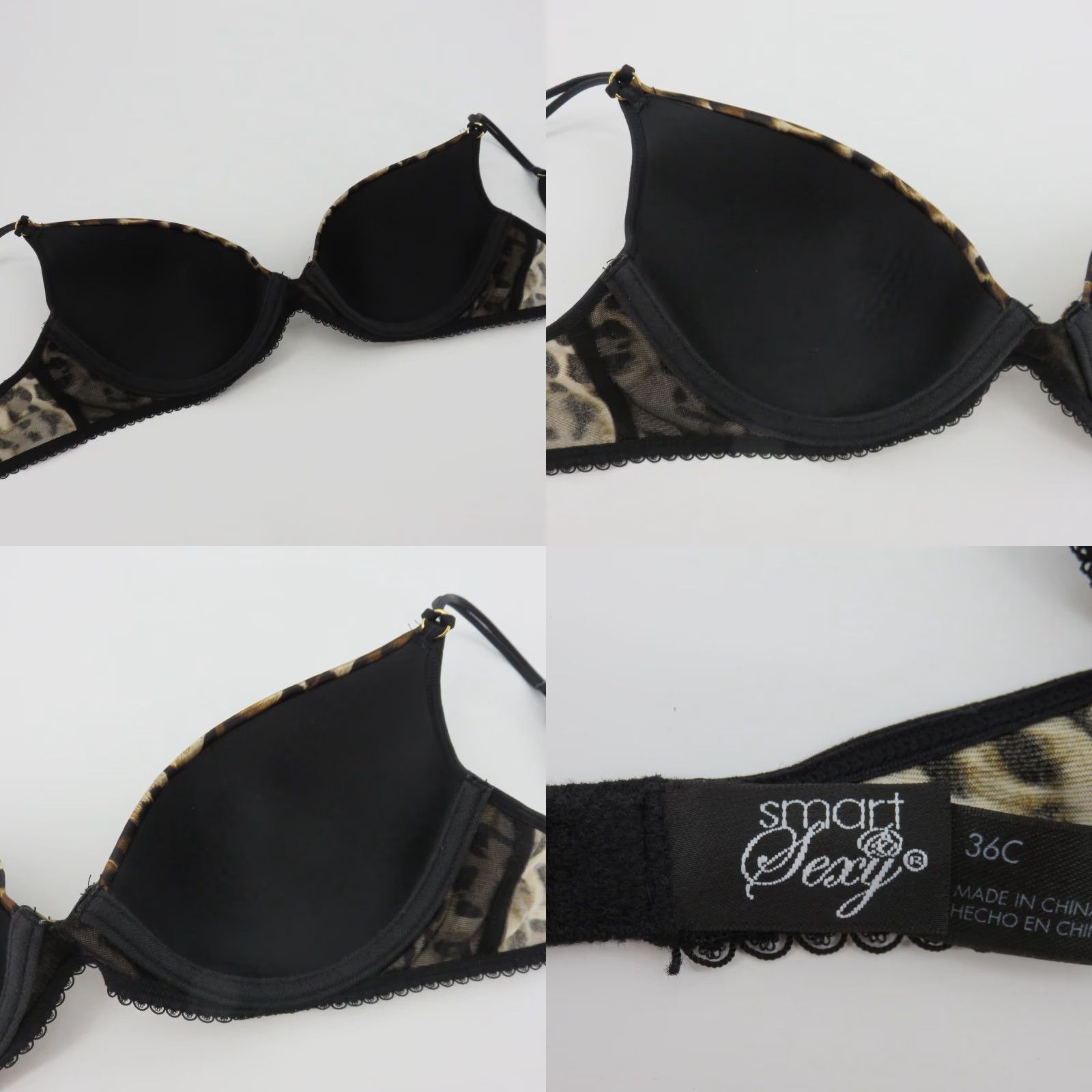 Vintage **Smart & Sexy 36C Underwire Lined Leopard Bra Scallop Trim** User: **Smart & Sexy 36C Leopard Underwire Lined Bra Scallop Trim** Size ONE SIZE - 8 Thumbnail
