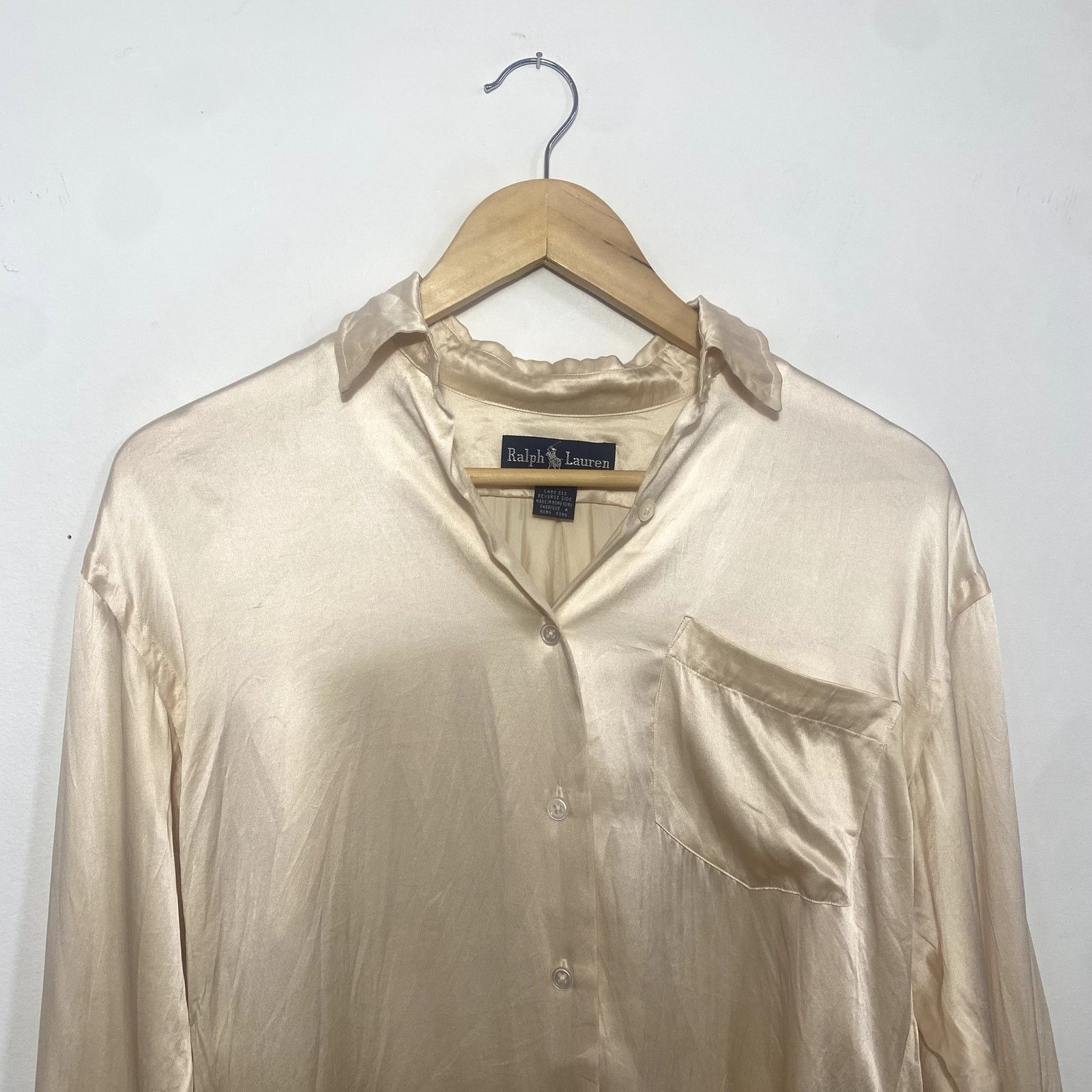 Polo Ralph Lauren Vintage Polo Ralph Lauren 100% Silk Button Up Shirt Ivory Size XS / US 0-2 / IT 36-38 - 5 Thumbnail