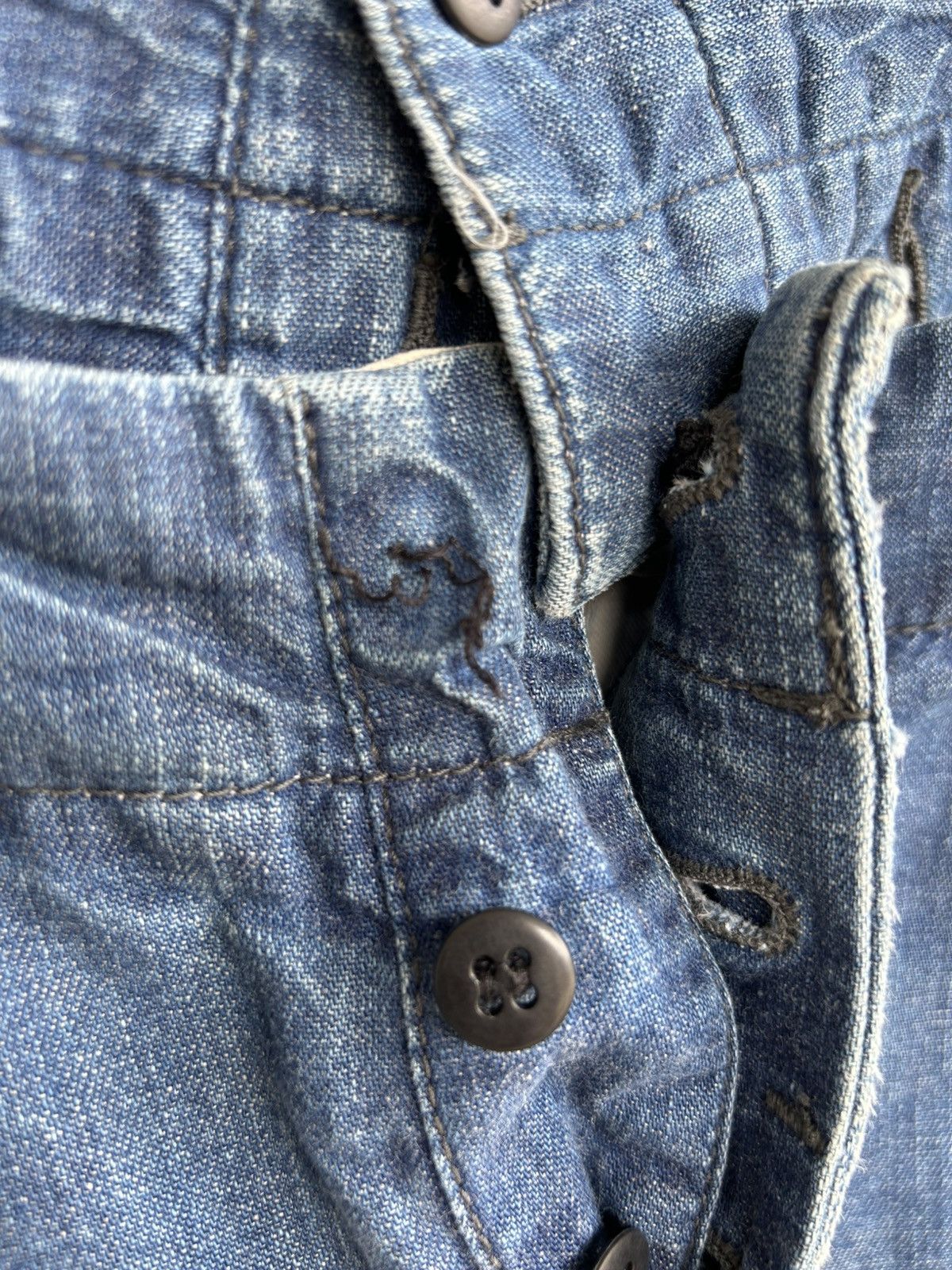 Lee × N.Hoolywood Double Waist Distressed Denim Pant Size US 32 / EU 48 - 7 Thumbnail