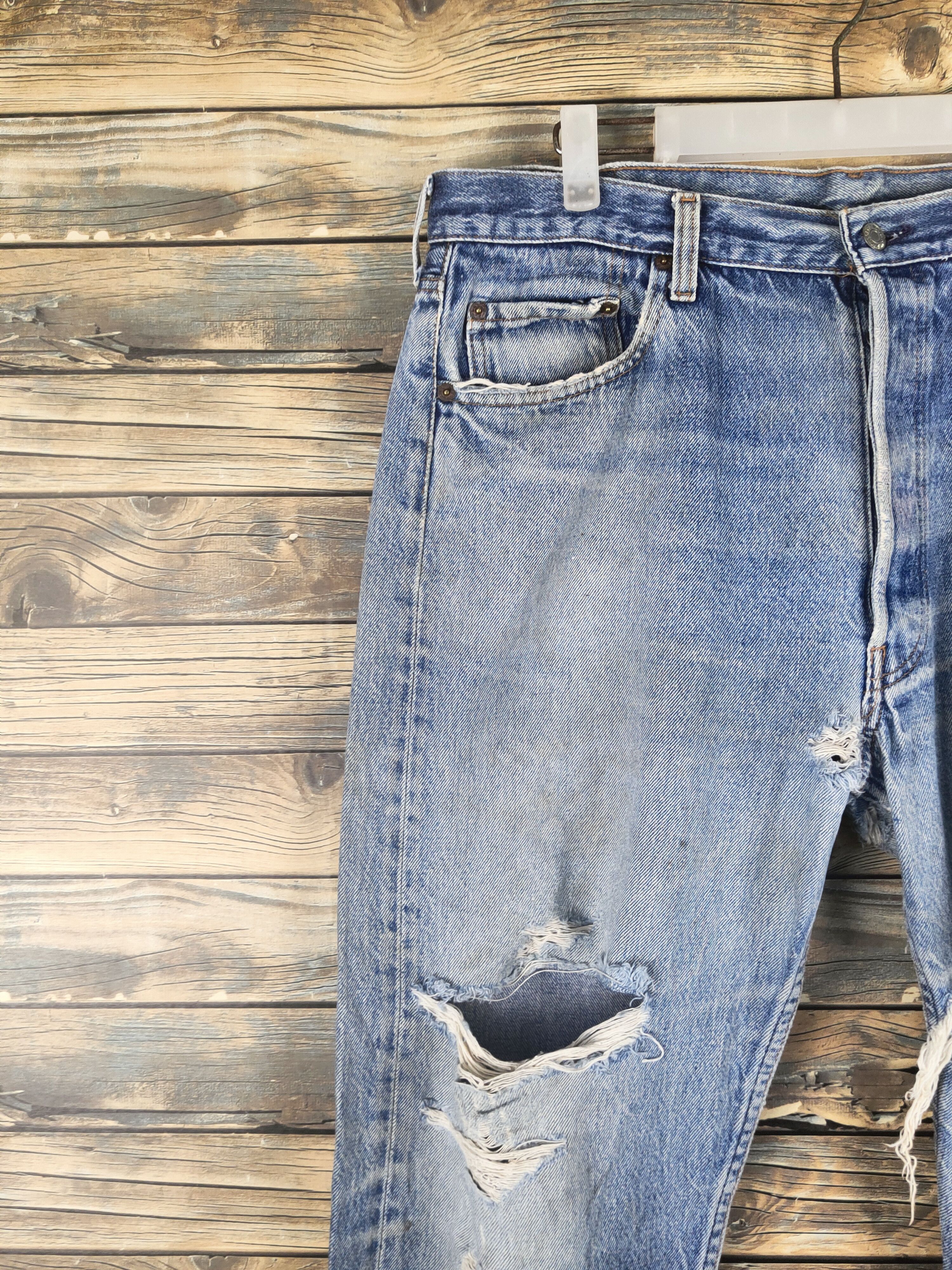 Levi's DL 80' Levi's Blue Distressed Ripped Jeans #W2268 Size US 36 / EU 52 - 3 Thumbnail