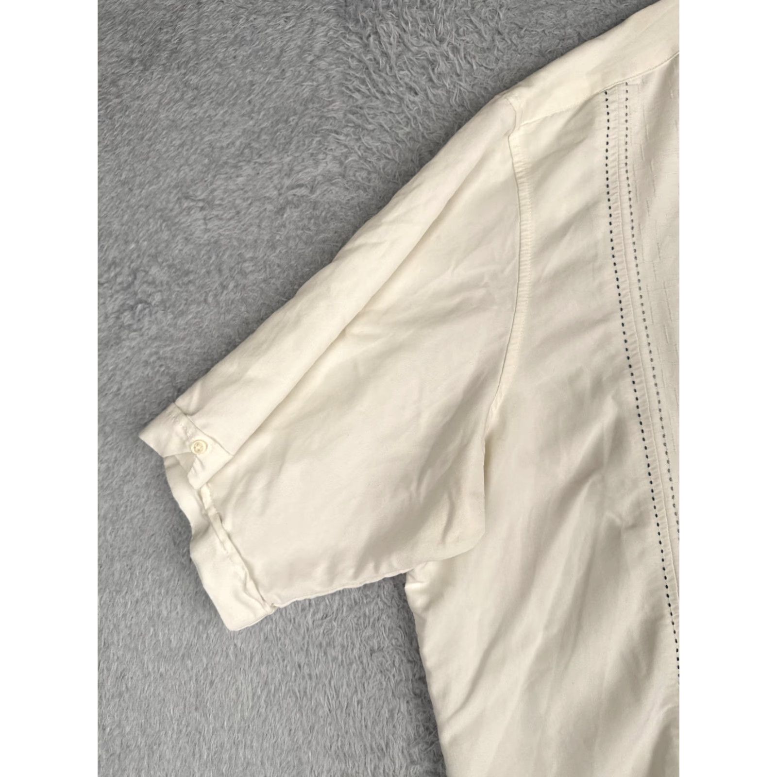 Vintage Sobrino Shirt Mens Button-Up Short Sleeve Ivory Rayon Poly Blend 4XLT Big & Tall Size US XXL / EU 58 / 5 - 3 Thumbnail