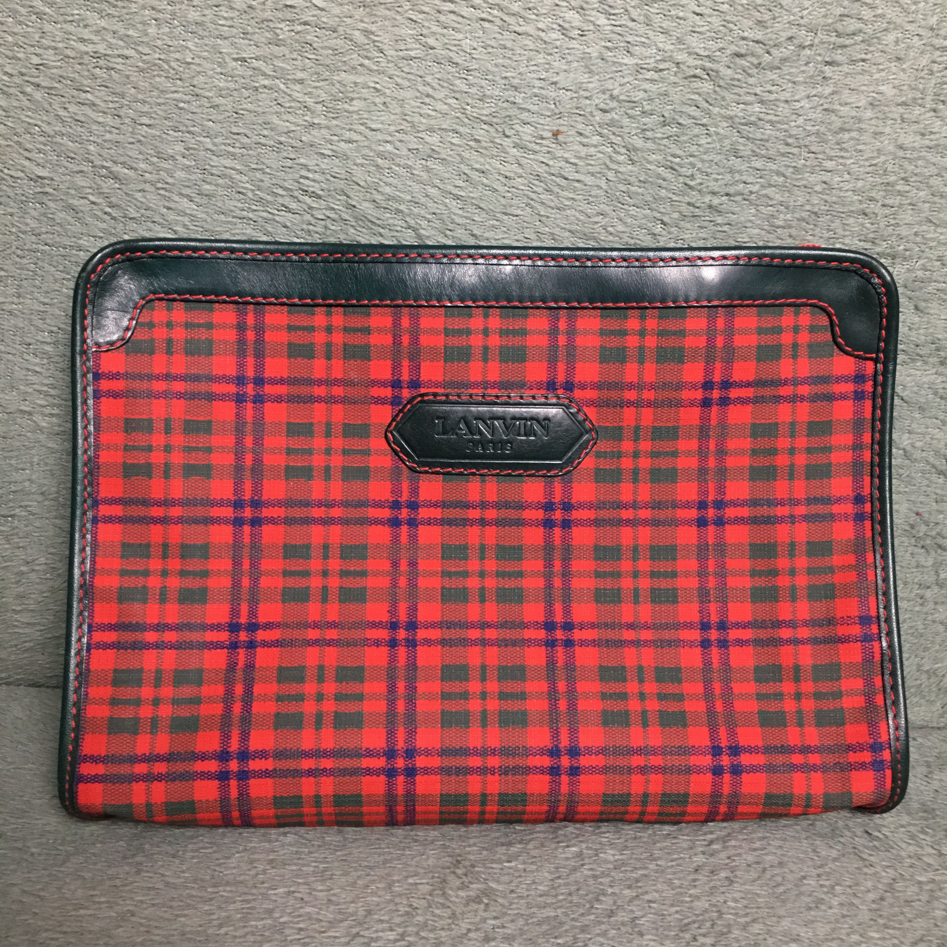 Lanvin LANVIN Paris Vintage Red Checkered Clutch Bag Size ONE SIZE - 1 Thumbnail