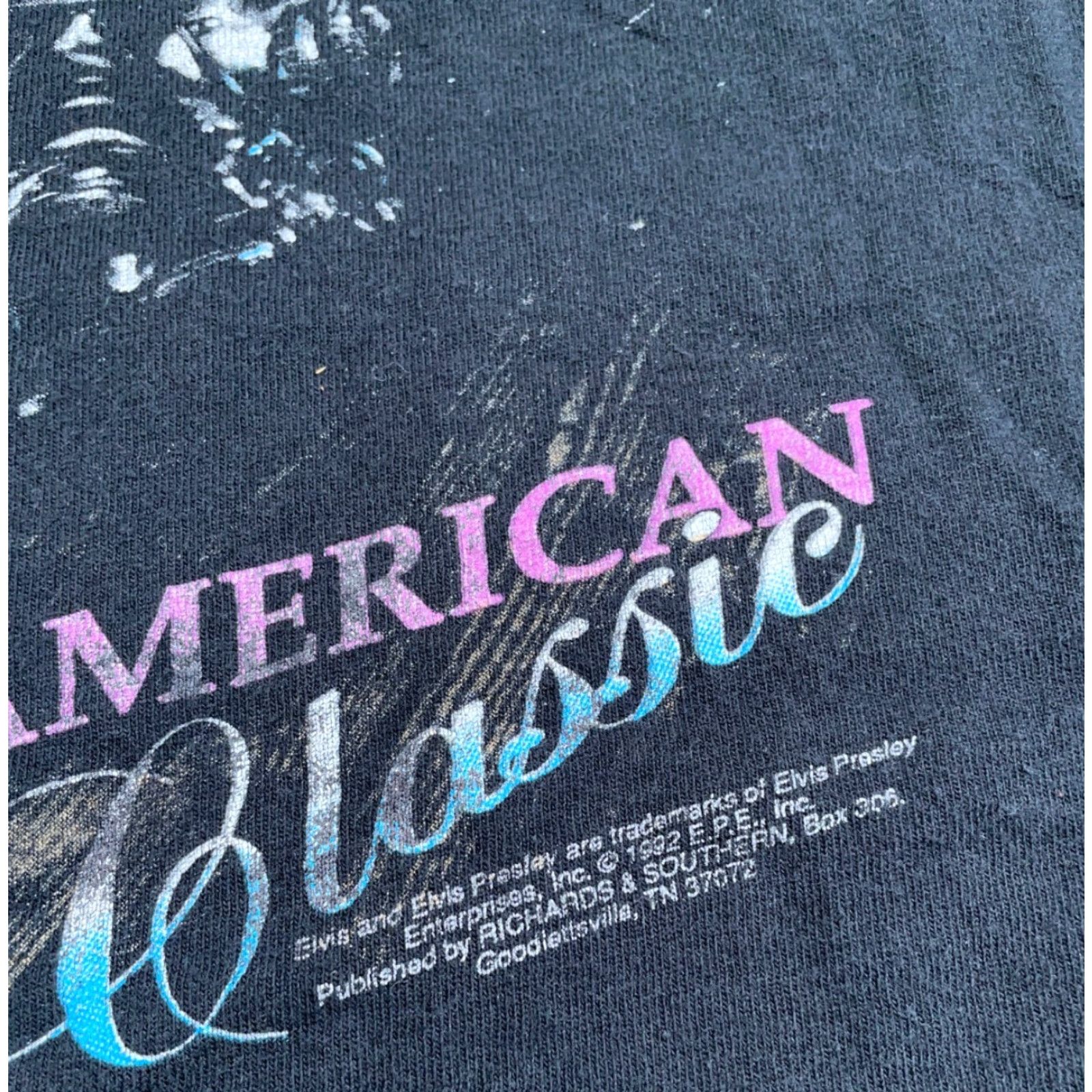 Fruit Of The Loom VINTAGE Elvis Presley T-Shirt 1992 Black XL Fruit of the Loom Men’s Short Sleeve Crew Neck Graphic Print Retro 90s Size US XL / EU 56 / 4 - 4 Thumbnail