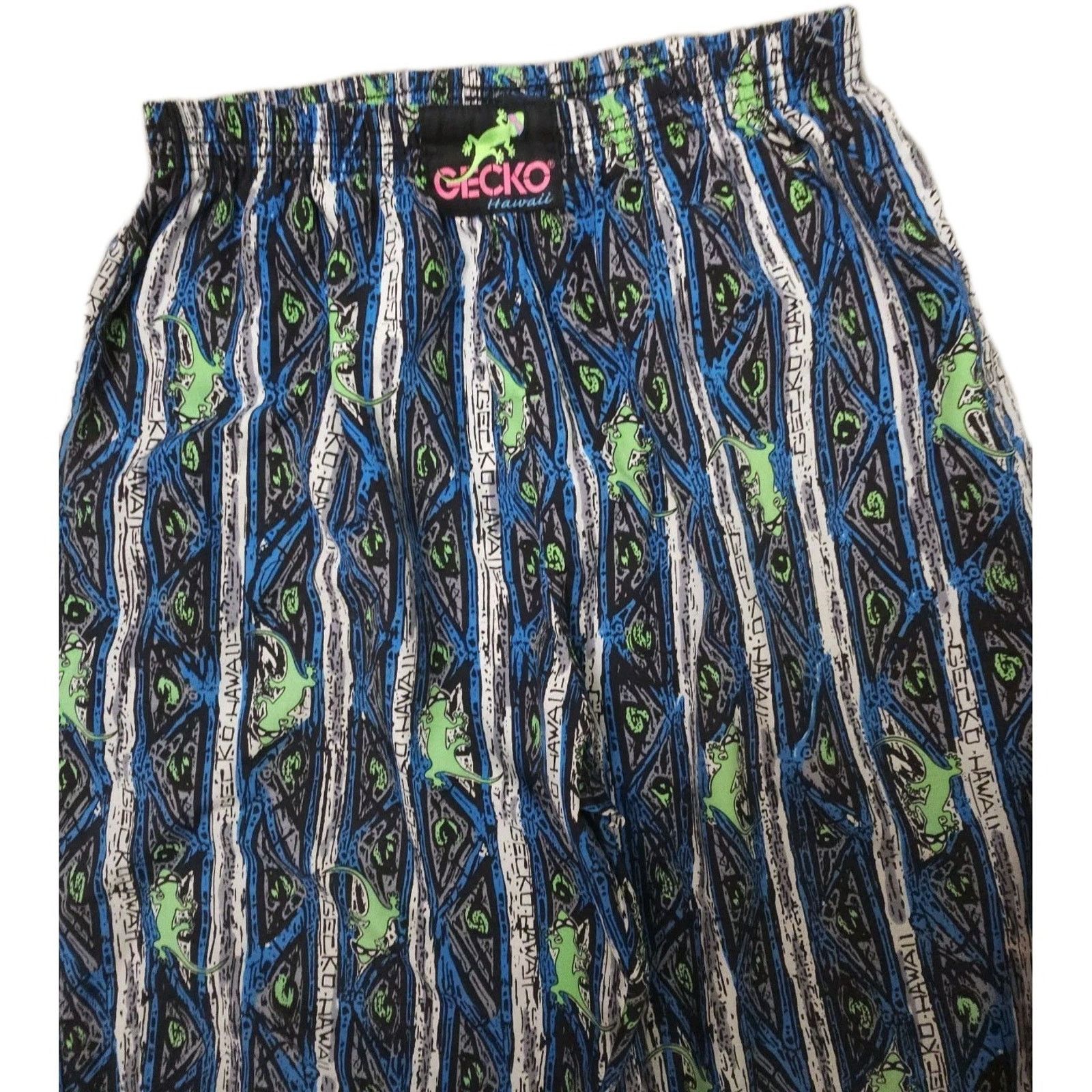 Vintage Gecko Hawaii Beach Pants 80s 90s Nylon Size Large