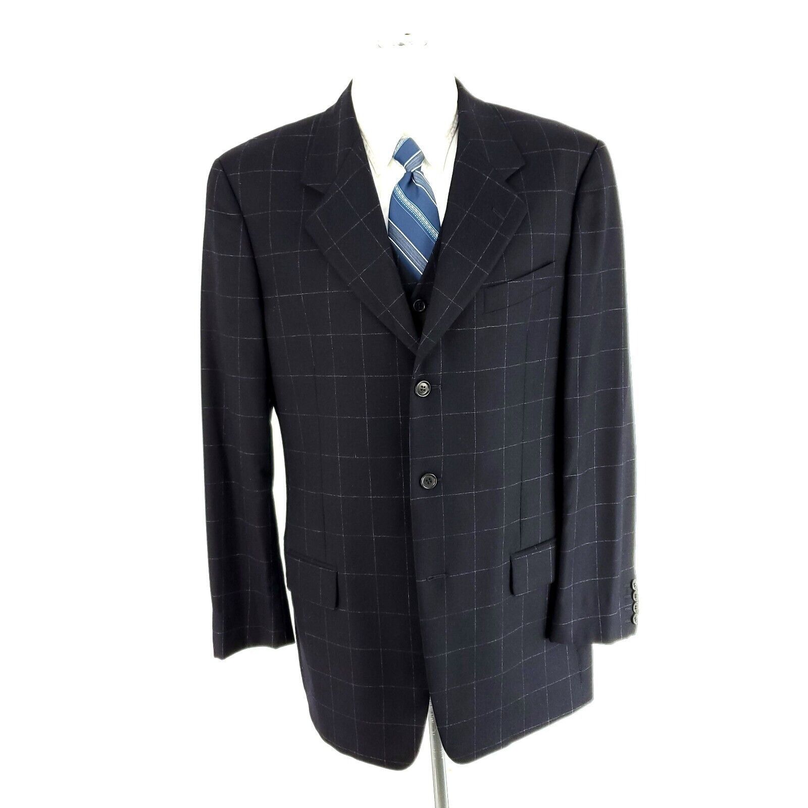 Valentino Valentino Flannel Wool Cashmere 3 Button Sport Coat W/ Vest Size 42L - 3 Thumbnail