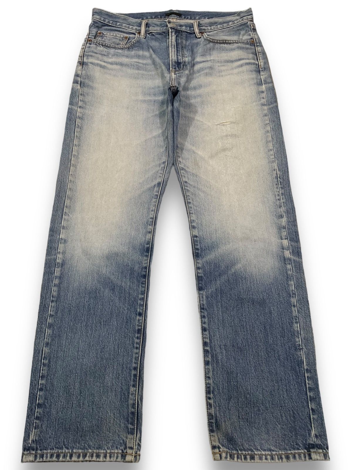 Jun Takahashi Vintage Y2K Uniqlo Blue Wash Regular Straight Ripped Jeans Size US 34 / EU 50 - 1 Thumbnail