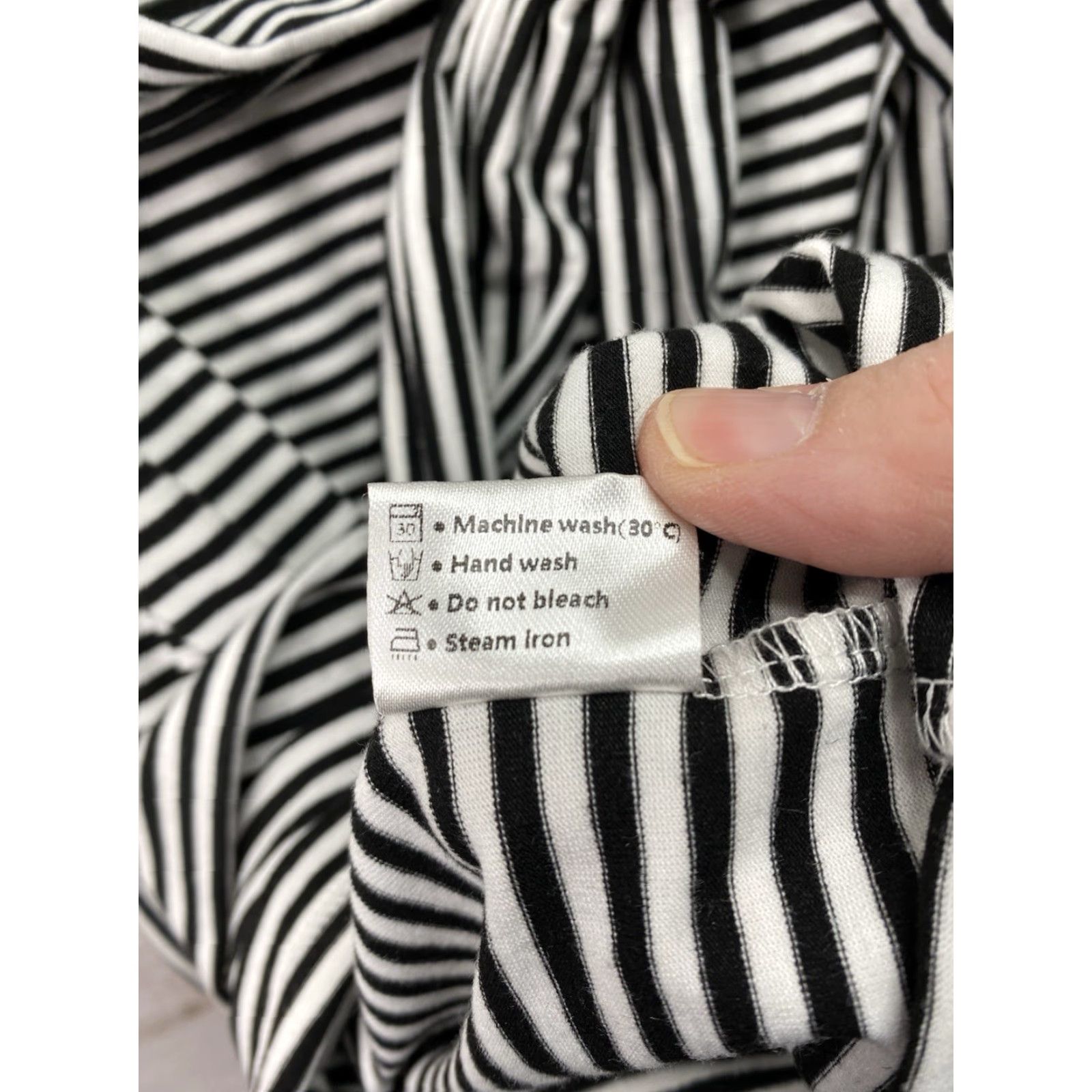 Vintage Merokeety Dress XL Black White Stripe Pockets Short Slv Belted Stretch Knit Dress Size 40" / US 18 - 6 Thumbnail