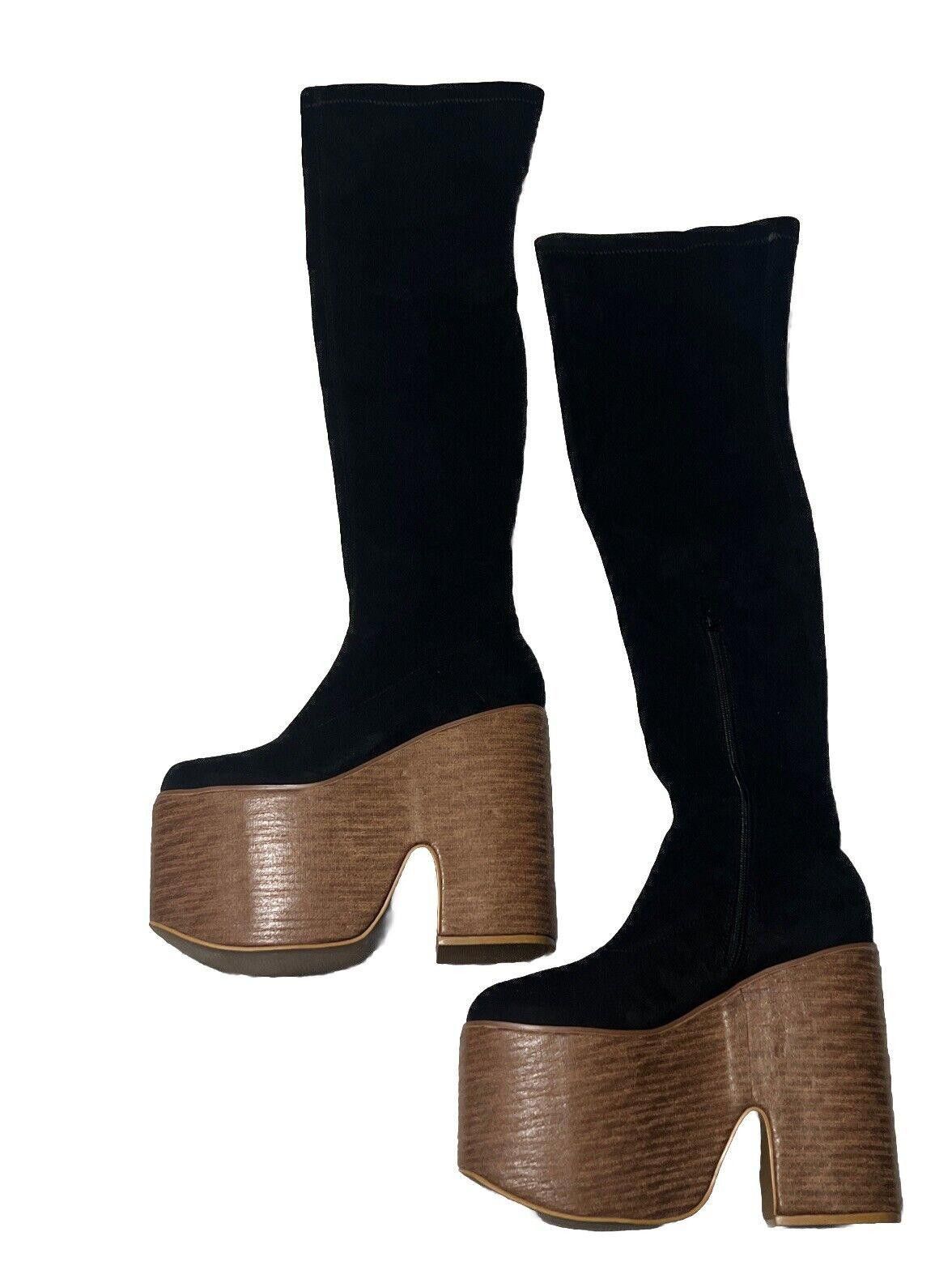 Other Sz 6 Galendo Platform Sock Boots Dolls Kill Thigh High Black Size US 6 / IT 36 - 1 Thumbnail