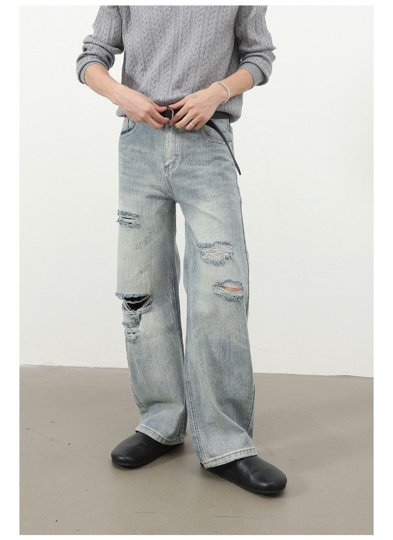 Vintage Retro men's loose American high street ripped scimitar jeans Size US 32 / EU 48 - 2 Thumbnail