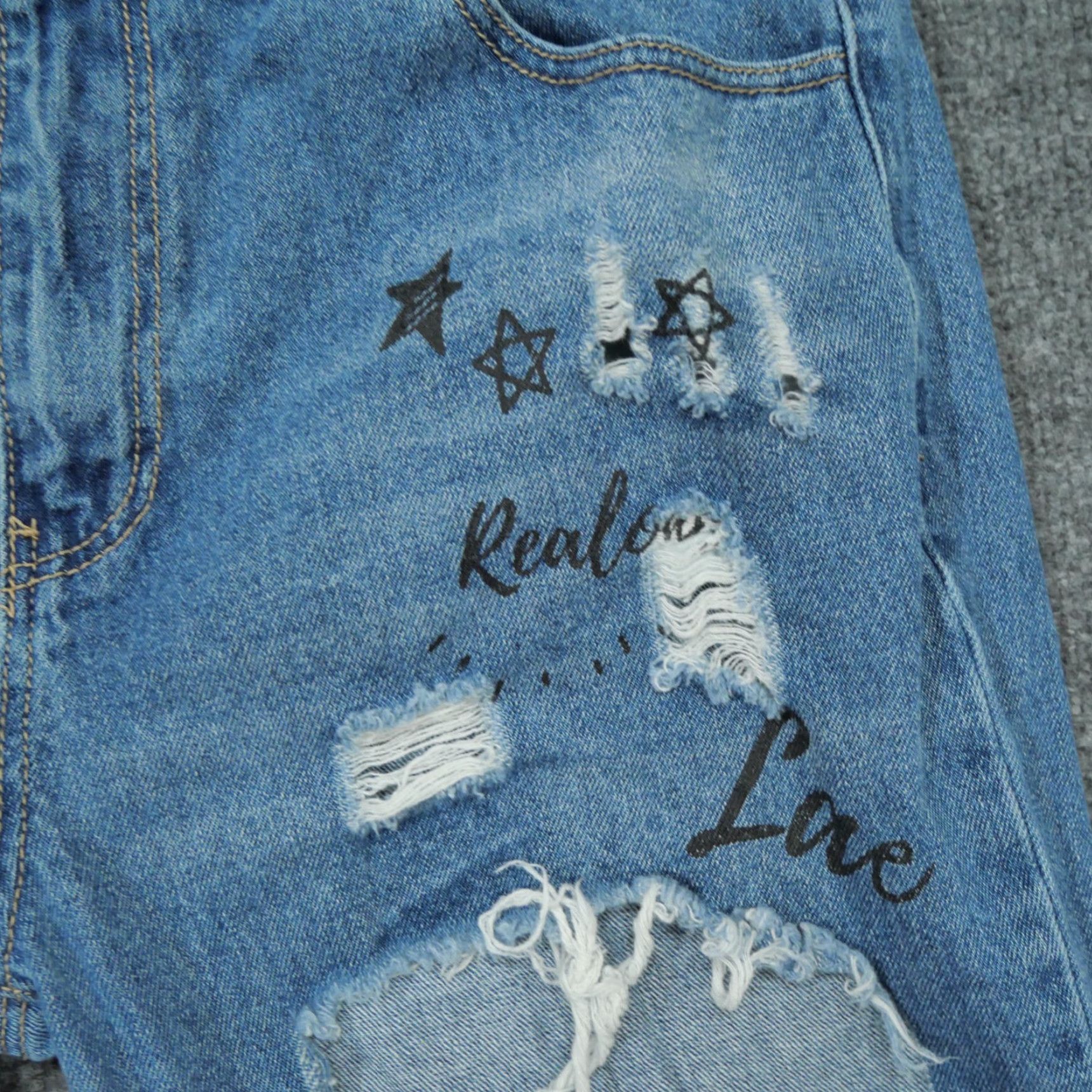 Bell Uniq Litz Jeans Womens 28 Blue Pants Flare Bell Bottom Distressed Art Denim Jeans Women Regular 28 Blue Distressed Pockets 90s? Size 28" / US 6 / IT 42 - 3 Thumbnail