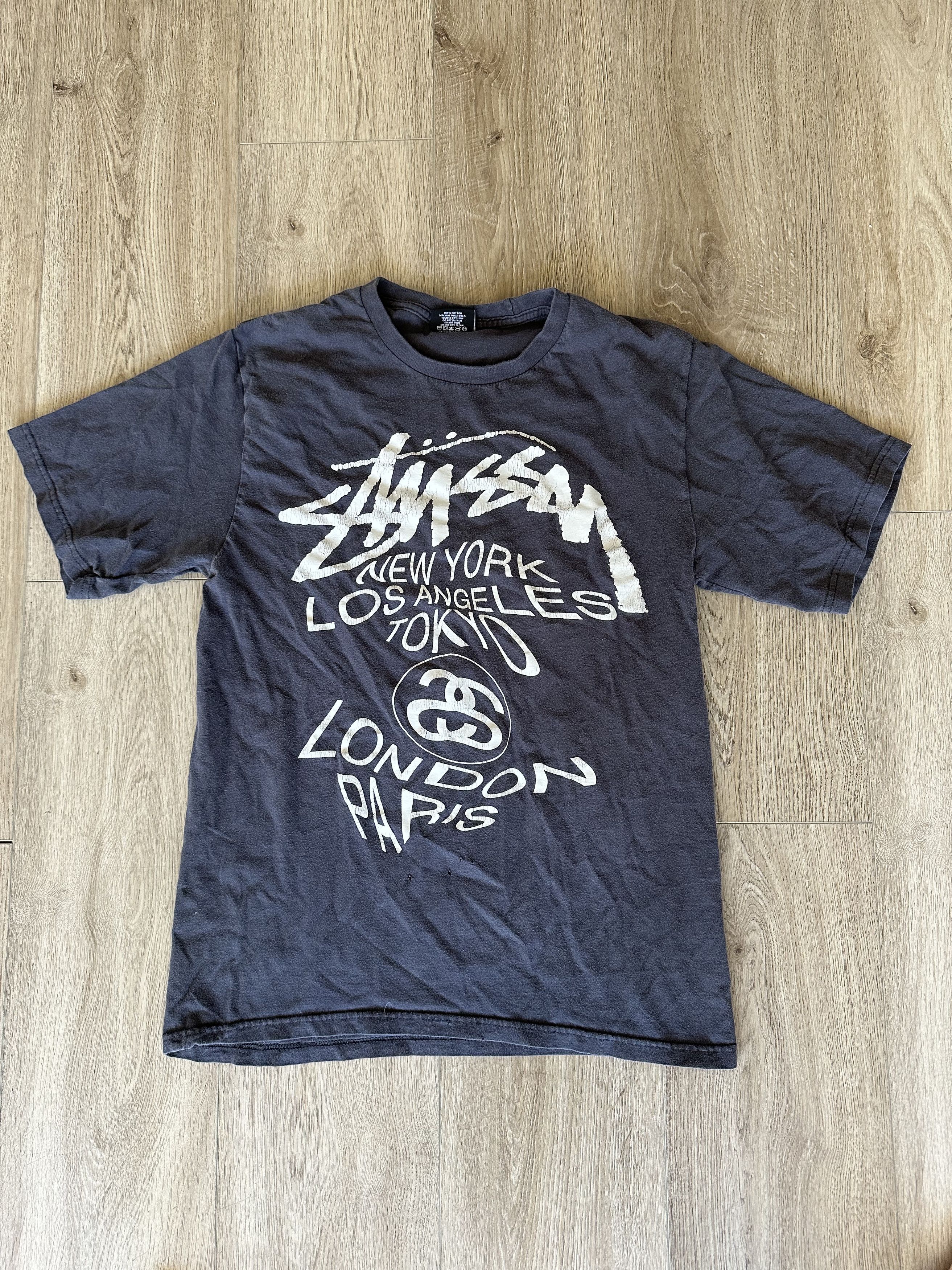 New Vintage Stussy x Nike World Tour Tee T-Shirt Navy Blue