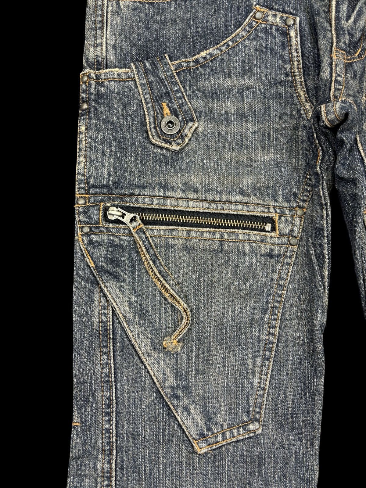 Japanese Brand 💥SUPER FLARE💥EDGE RUPERT Multipocket Flare Punk Jeans F701 Size US 29 - 7 Thumbnail