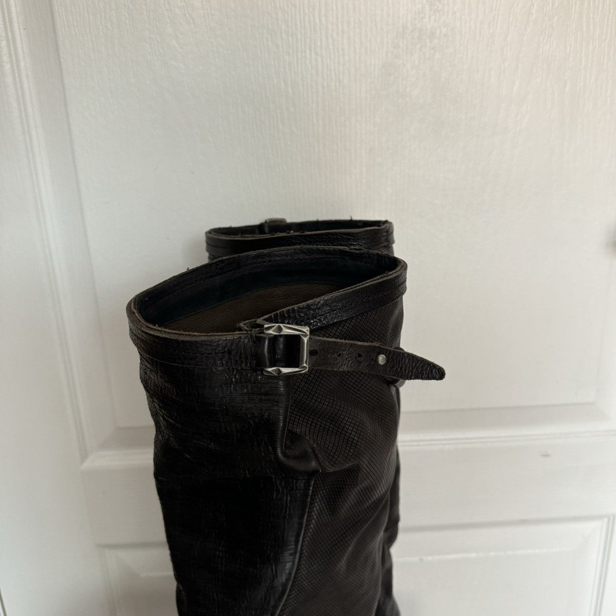 A.S.98 A.S.98 Black Leather Knee High Biker Boots Womens Zip Buckle Size US 7.5 / IT 37.5 - 7 Thumbnail