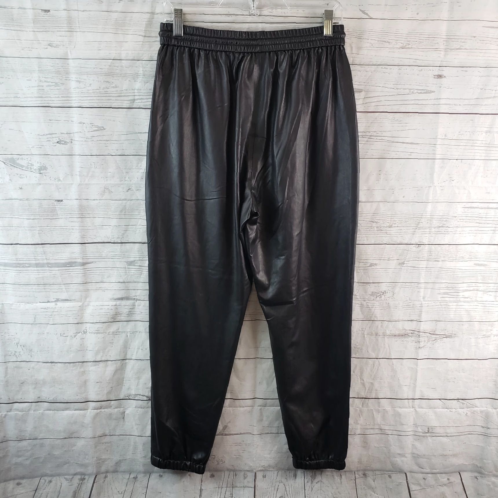 Vintage BLANKNYC Womens Faux Leather Jogger Pants Sz 29 Black Drawstring Pants Jeans Trousers Size 29" - 3 Thumbnail