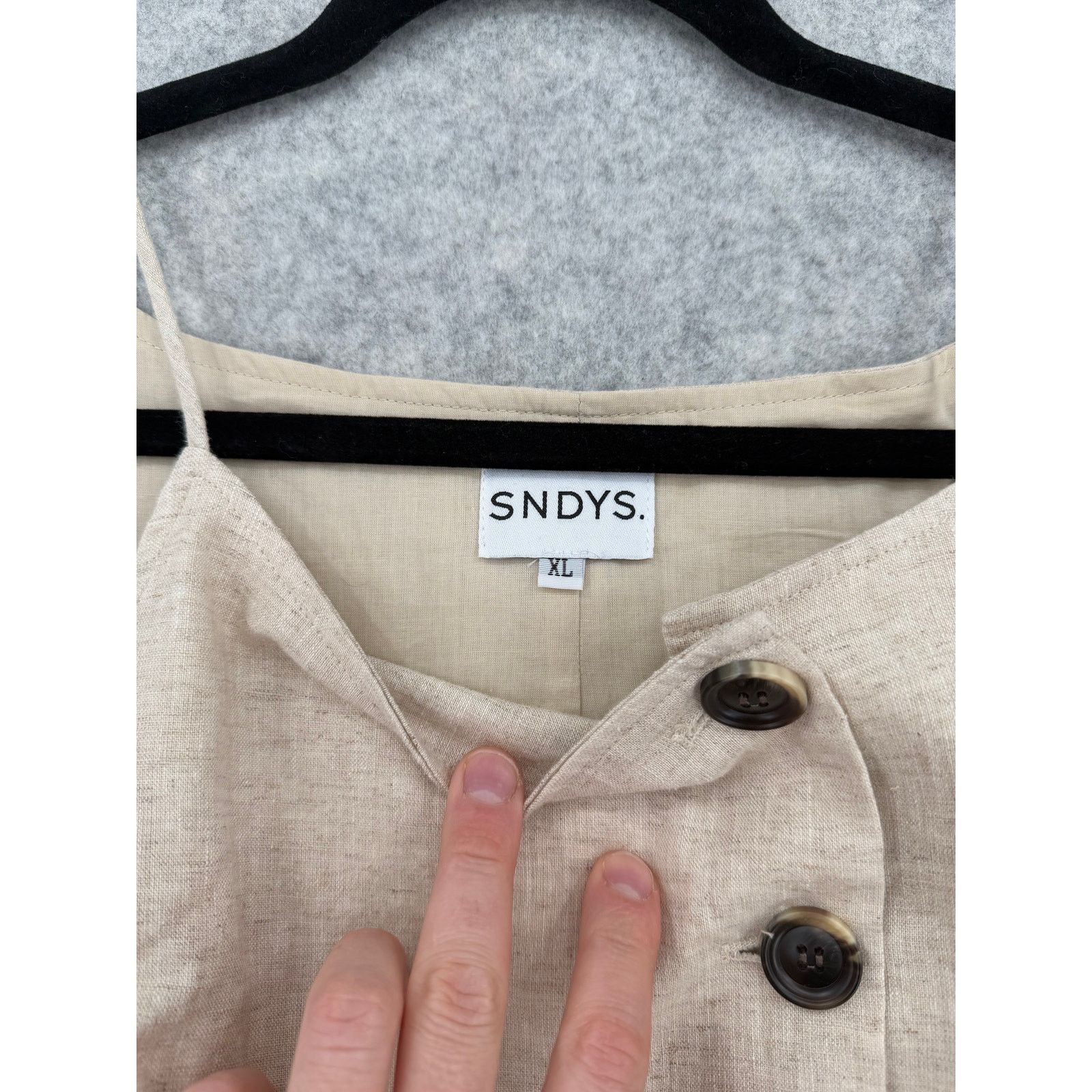 SNDYS. Allegra Linen Beige/Tan Mini Dress Size X-LARGE
