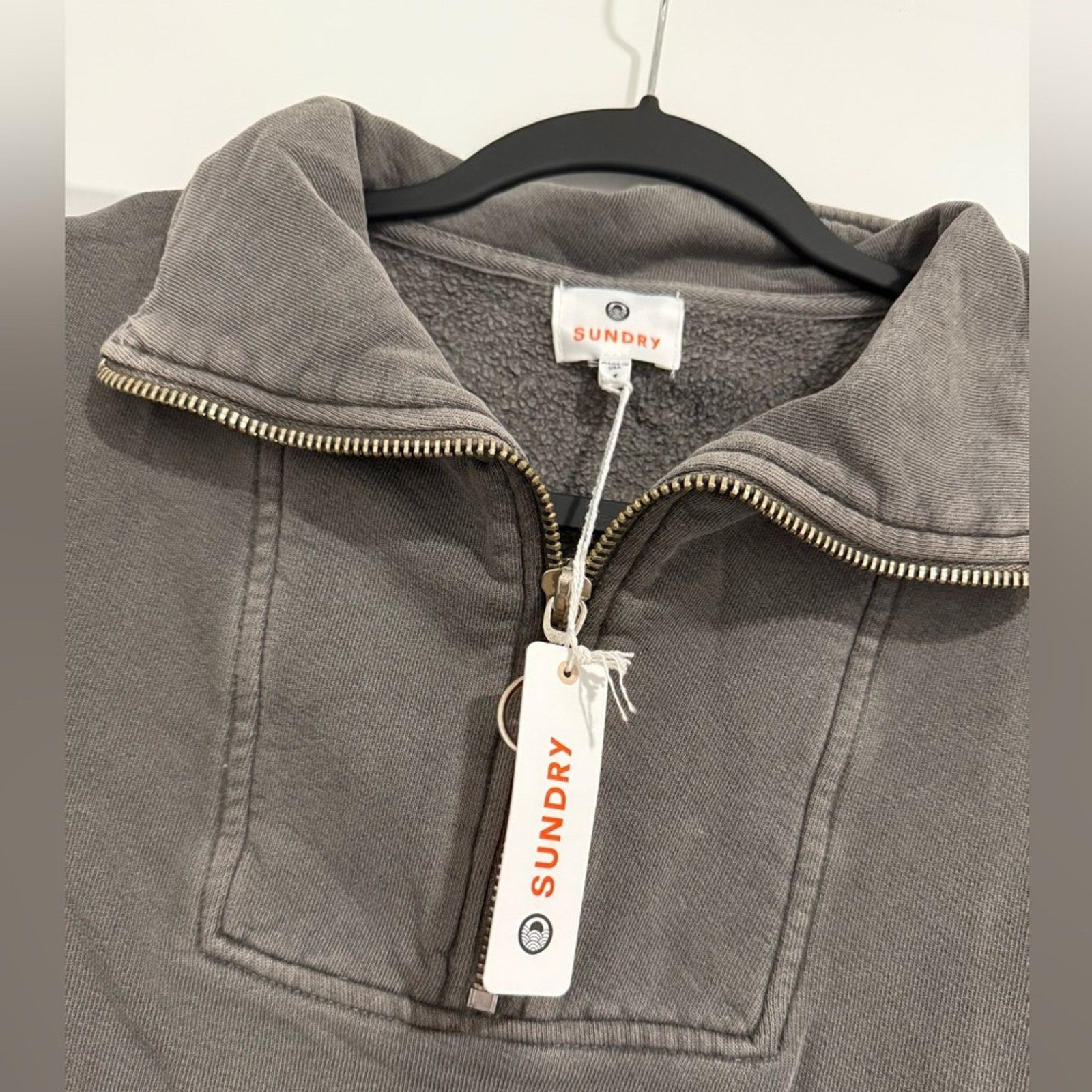 REVOLVE NEW - Sundry Half Zip Sweatshirt - GREY - Sz 3 (L) - $128 Size L / US 10 / IT 46 - 2 Thumbnail