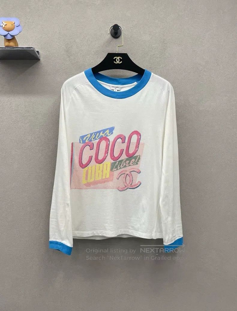 Chanel Chanel Blue and white colour block coco print short sleeve Size S / US 4 / IT 40 - 1 Thumbnail