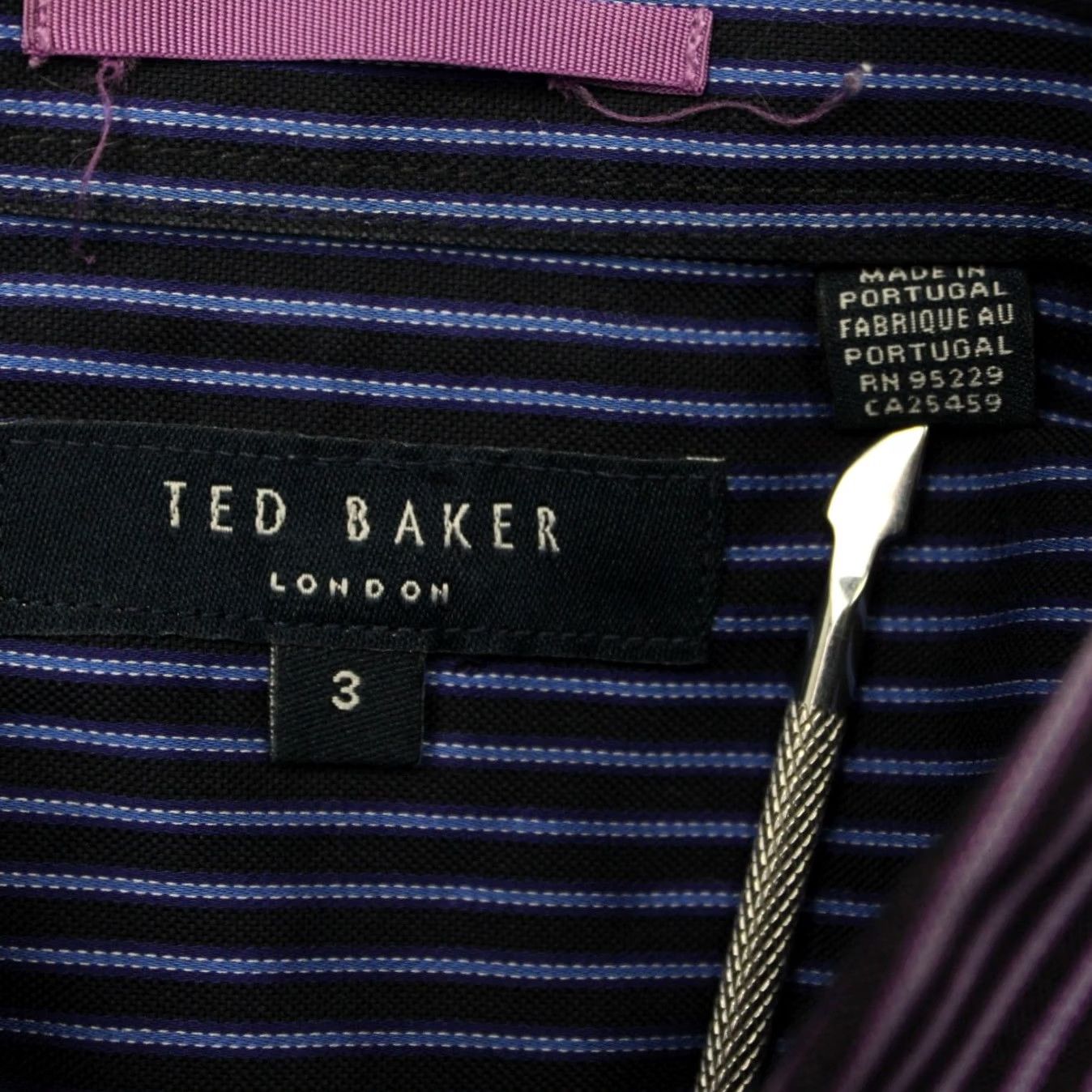 Ted Baker Ted Baker London Shirt Mens 3/ Medium Purple/Blue Button-Up 100% Cotton Striped Long Sleeve Button-Down Casual Business Cap Size US M / EU 48-50 / 2 - 7 Thumbnail
