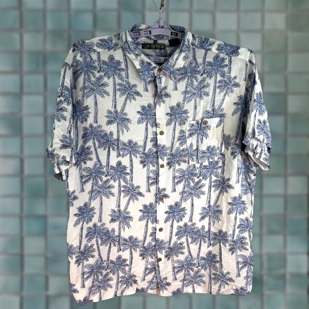 Vintage VINTAGE Campia Moda Hawaiian Button-Up Shirt Mens 2XL White/Blue Floral Short Sleeve Casual Beach Tropical Mens Size US XXL / EU 58 / 5 - 1 Thumbnail