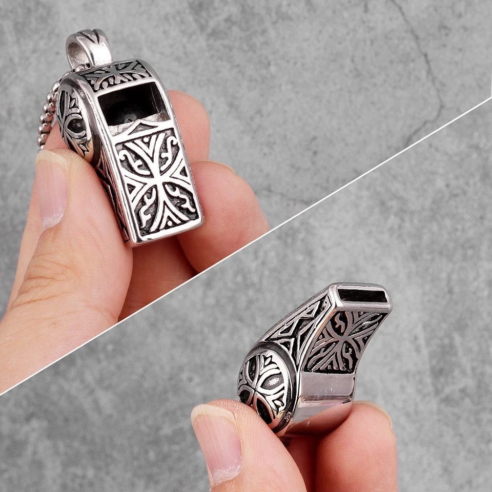 Jewelry × Vintage Whistle Vintage Long Men Necklaces Pendants Chain Punk Size ONE SIZE - 5 Thumbnail