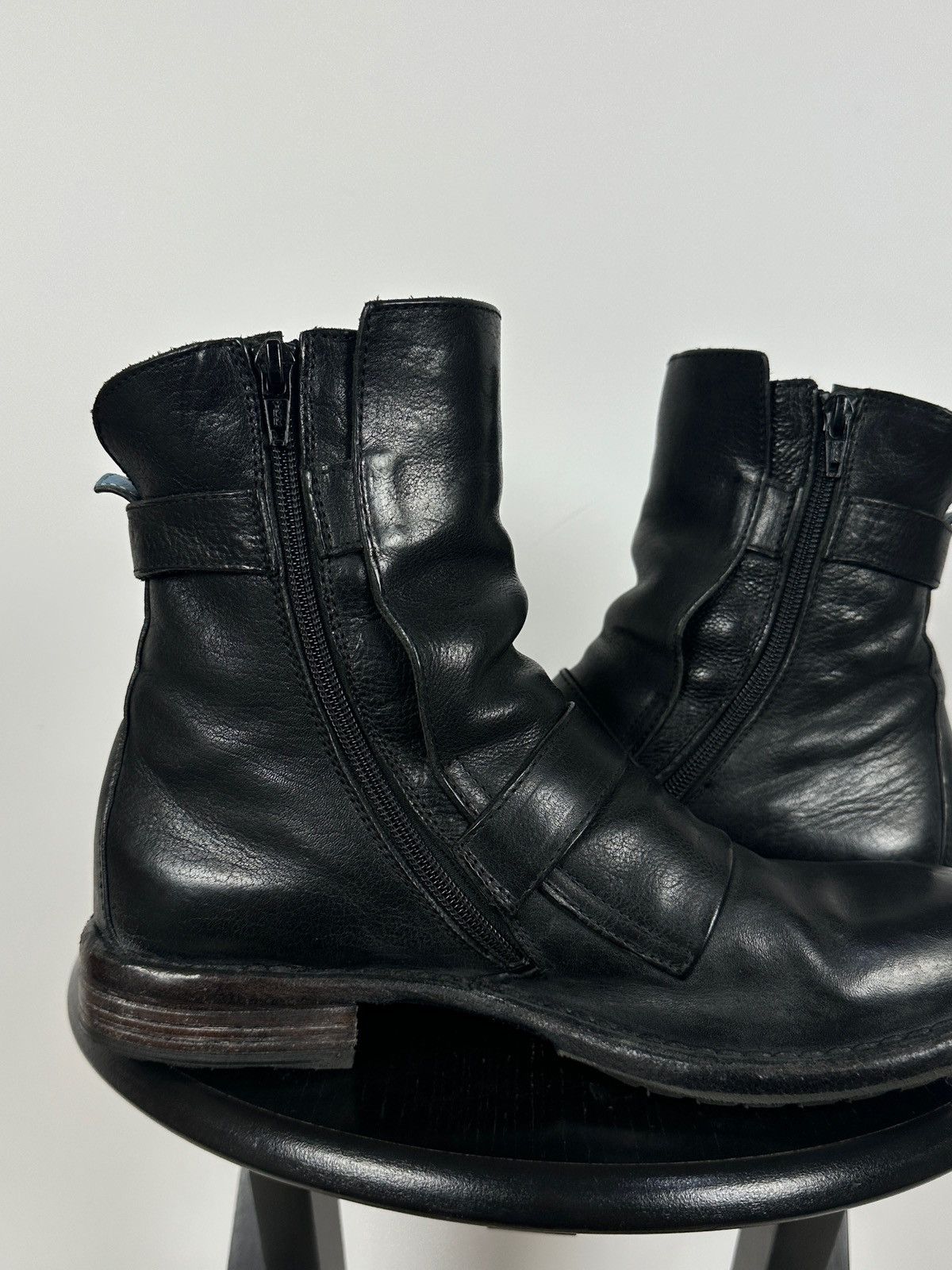 MoMA MoMA Black Leather Buckle Ankle Biker Boots Size US 10 / IT 40 - 17 Thumbnail