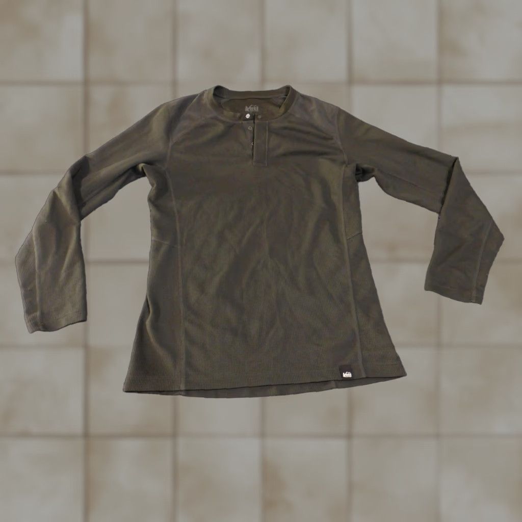 Vintage REI Co-op Pullover Shirt Womens Small Green Long Sleeve Waffle Thermal Outdoor Top Size S / US 4 / IT 40 - 1 Thumbnail