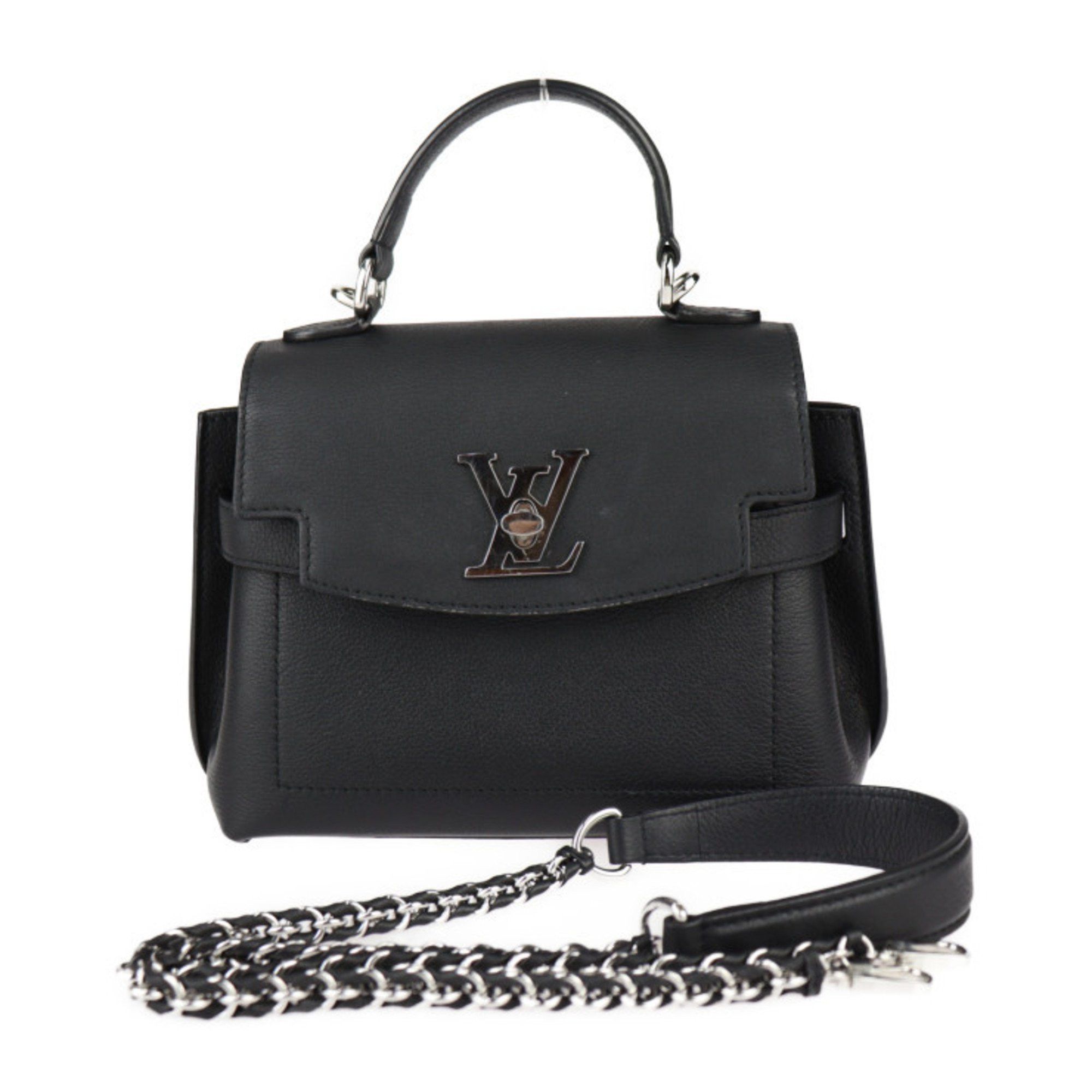 Louis Vuitton Louis Vuitton Lockme Ever Mini Handbag M20997 Grained Calf Leather Black Shoulder Bag Turnlock Chain R2418093012053 Size ONE SIZE - 1 Thumbnail
