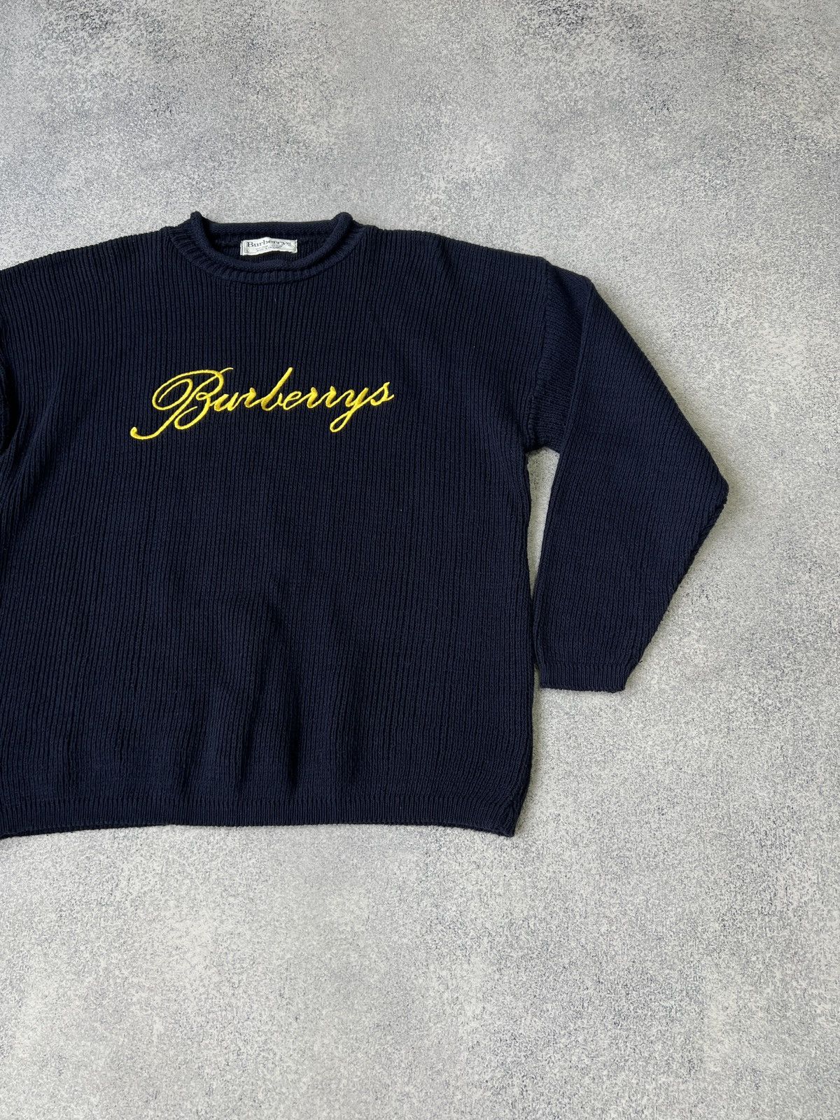 Burberry × Vintage Vintage Burberry Big Logo heavy knit sweater Size US L / EU 52-54 / 3 - 4 Thumbnail