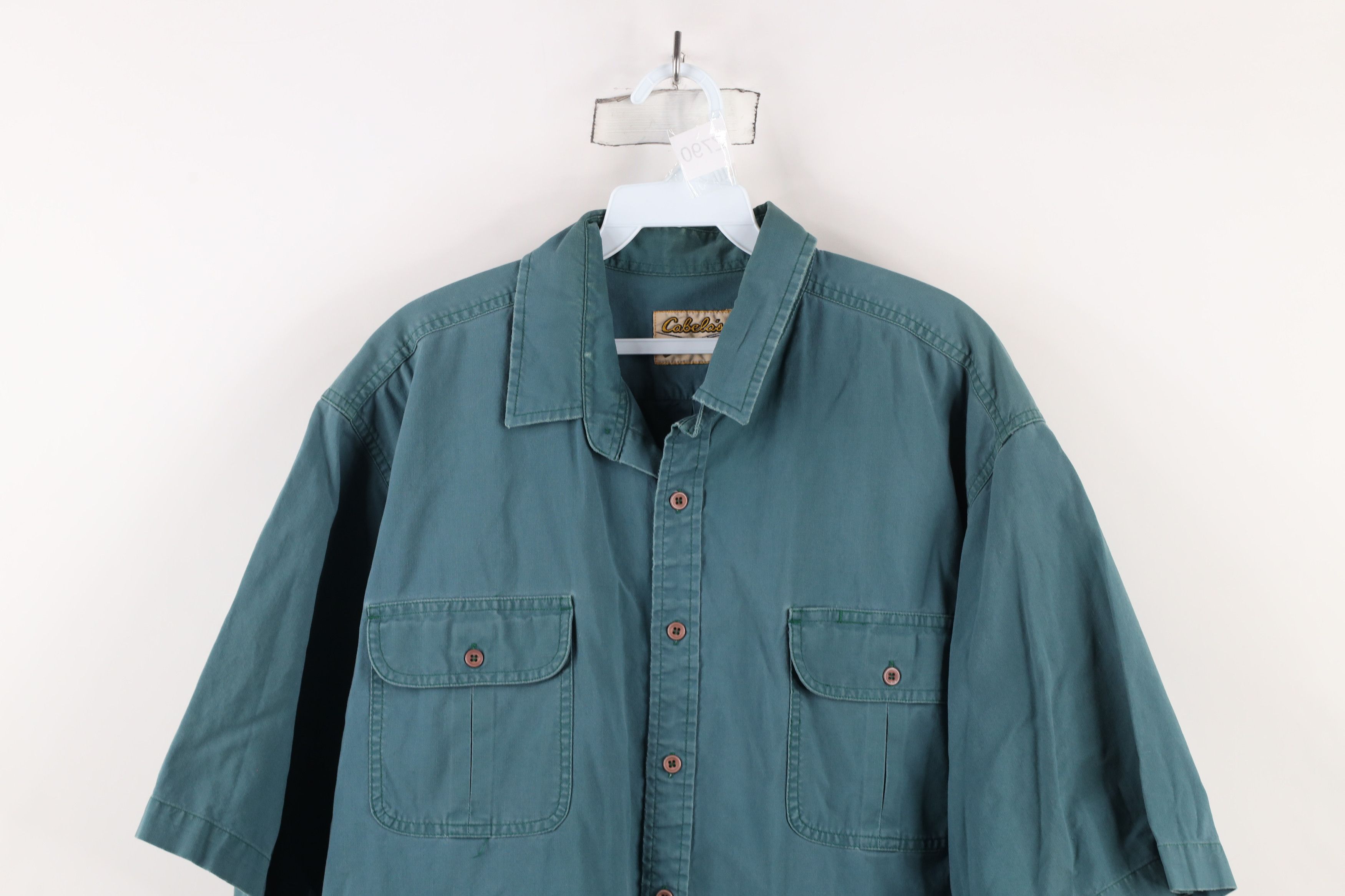 Cabelas × Vintage Vintage 90s Cabelas Bush Short Sleeve Button Shirt Green Size US XL / EU 56 / 4 - 2 Thumbnail