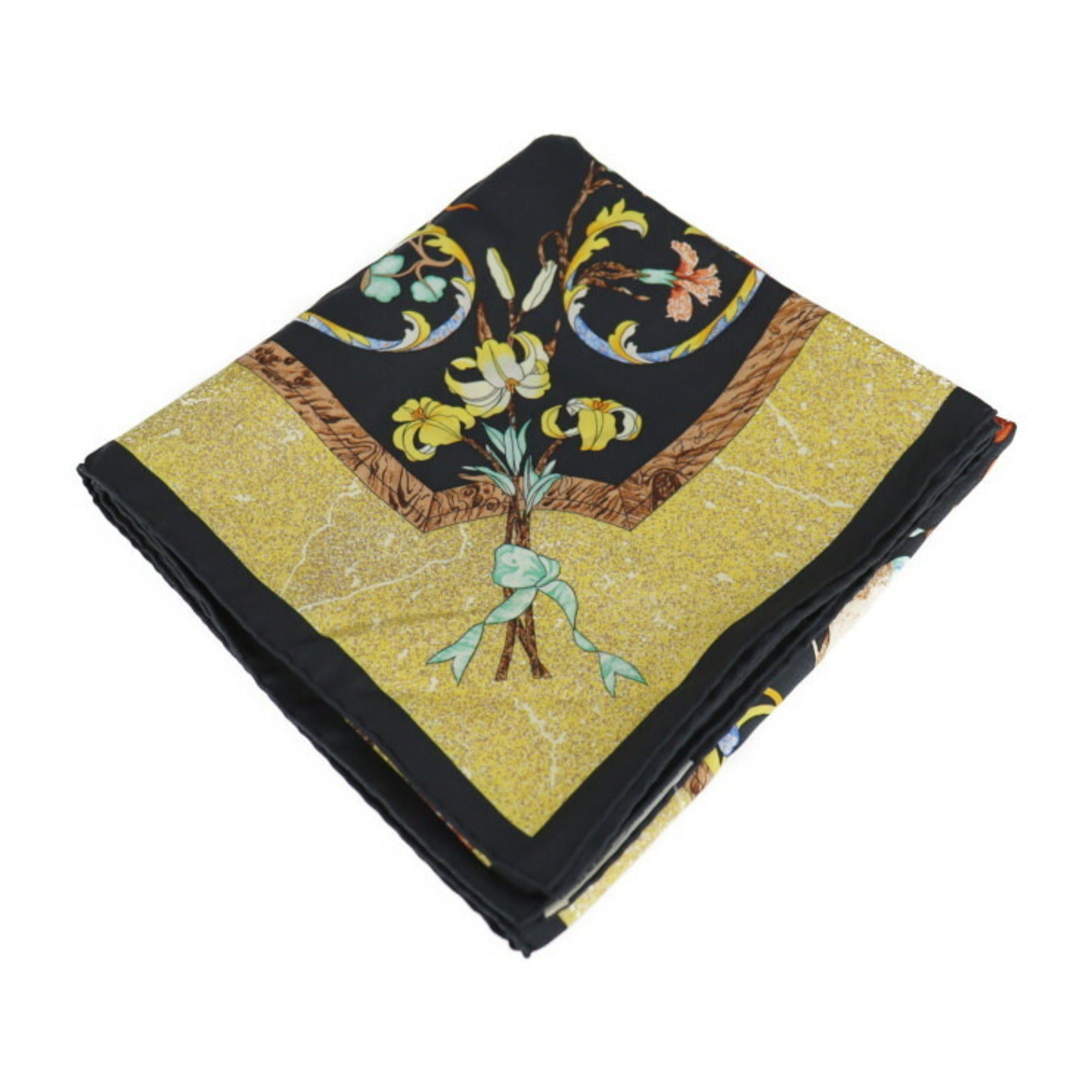 image of Hermes Pierres D' Orient Et Occident Oriental Stone And Western Stonework Carre 90 Scarf Silk Black