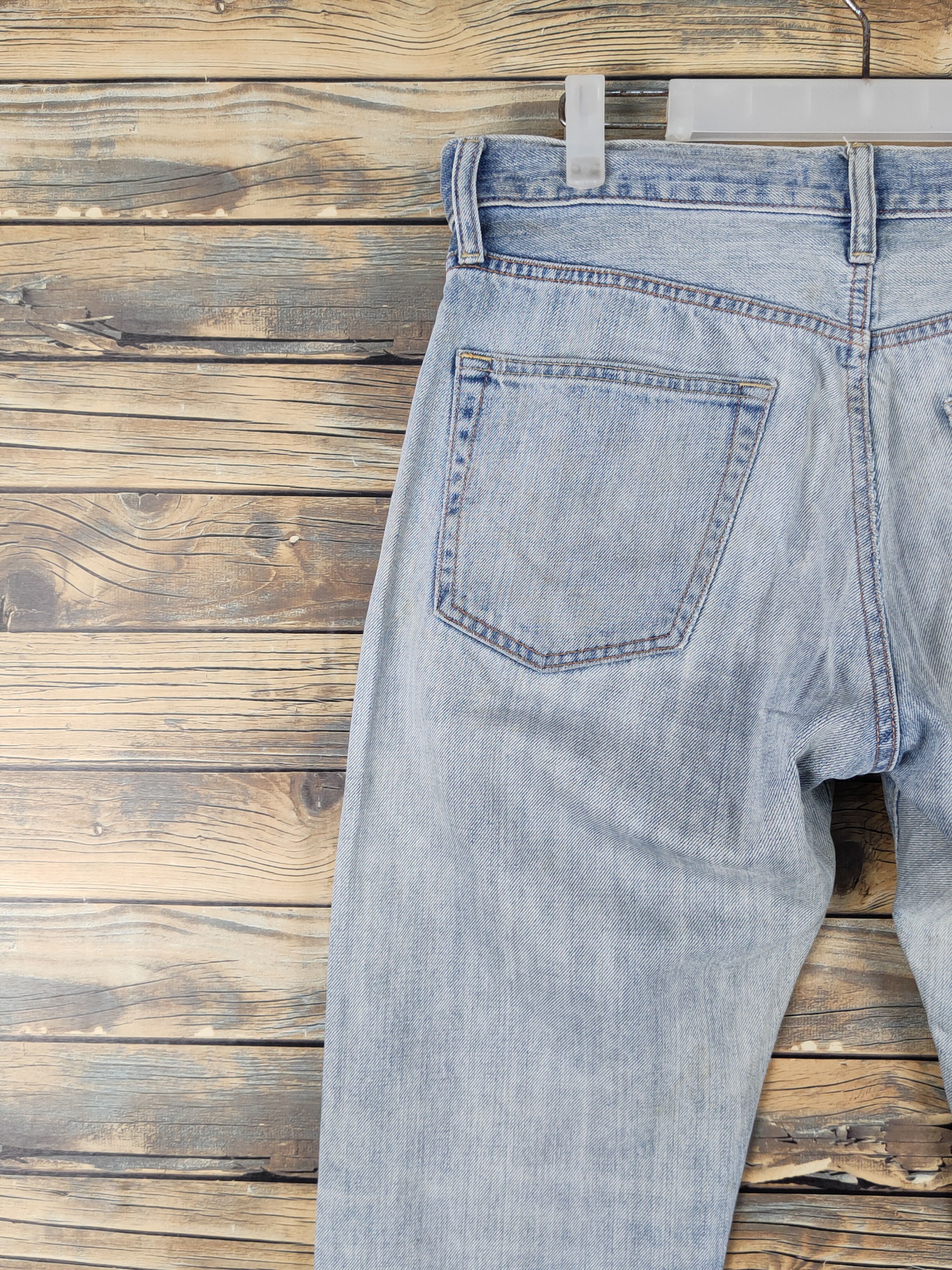 Japanese Brand Uniqlo Blue faded selvedge Distressed Ripped denim #W1493 Size US 32 / EU 48 - 8 Thumbnail