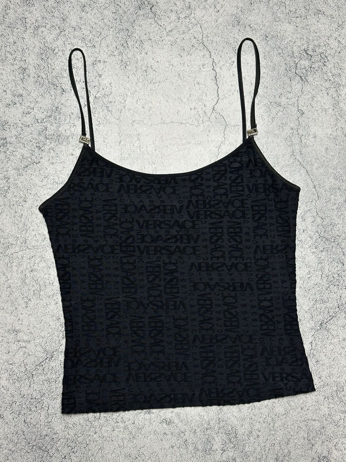 Versace Versace Monogram Logo Stretch Black Tank Top Shirt Size M / US 6-8 / IT 42-44 - 2 Thumbnail