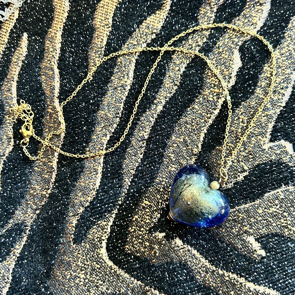 Handmade Handcrafted dichroic glass bubble heart pendant necklace Size ONE SIZE - 5 Thumbnail