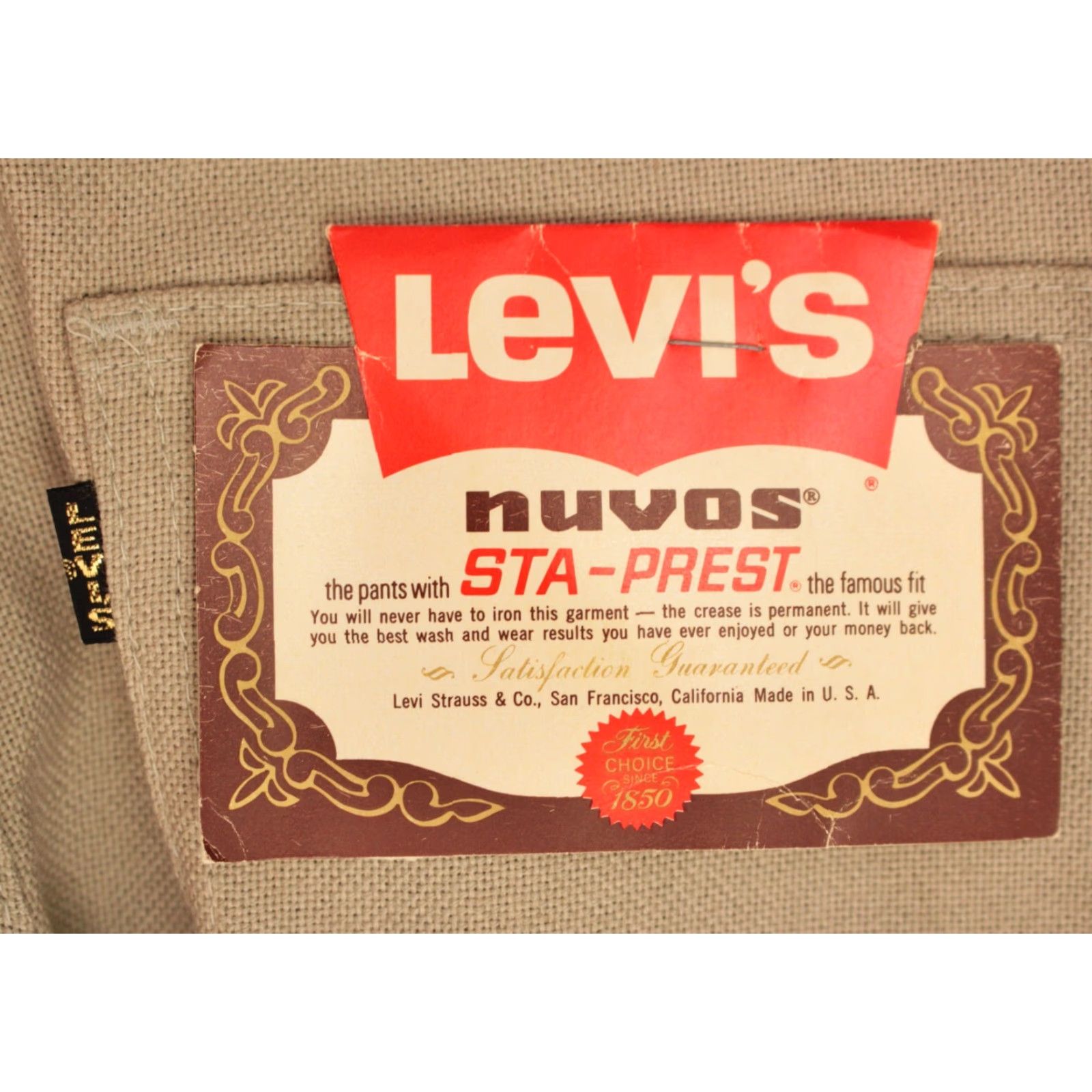 Levi's VINTAGE Levi's 60s NOS Pants Men’s VTG 1960s Nuvos Beige Tapered Sz 29x32 60s Trousers Size US 29 - 5 Thumbnail