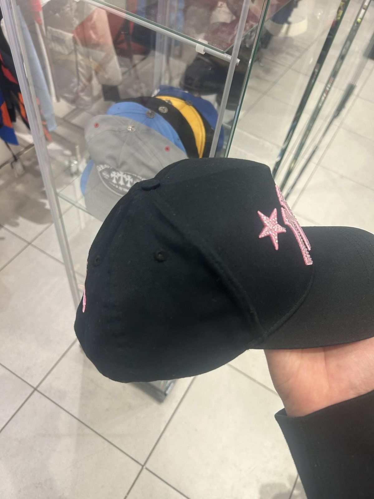 HELLSTAR Hellstar NY rhinestone hat black/pink Size ONE SIZE - 3 Thumbnail