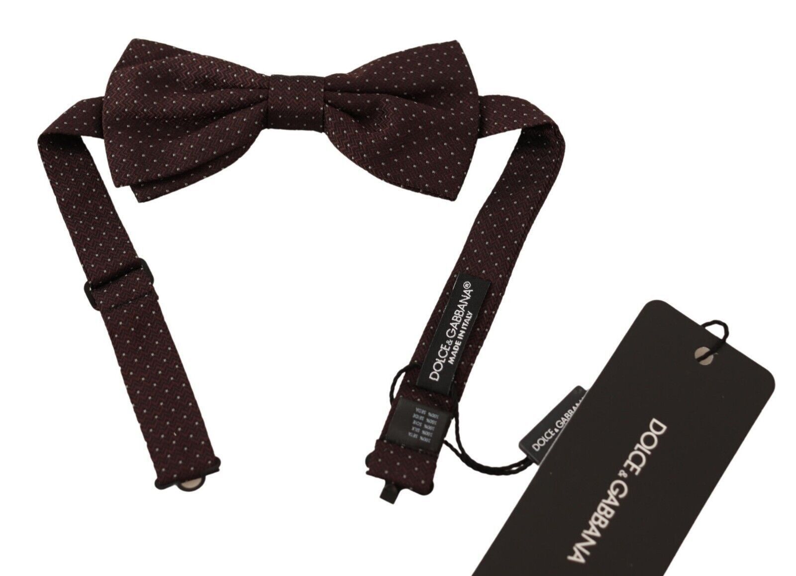 Elegant Brown Dot Pattern Silk Bow Men's Tie