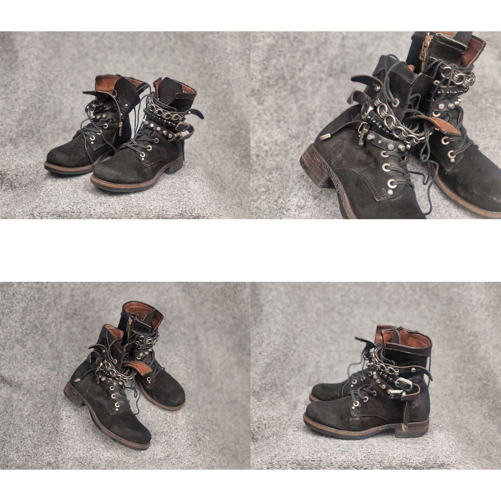 A.S.98 A.S.98 Vintage Black Suede Combat Boots Mid Calf Leather Outsole Zip 36 Womens Grunge Vintage Boots Size US 6 / IT 36 - 8 Thumbnail