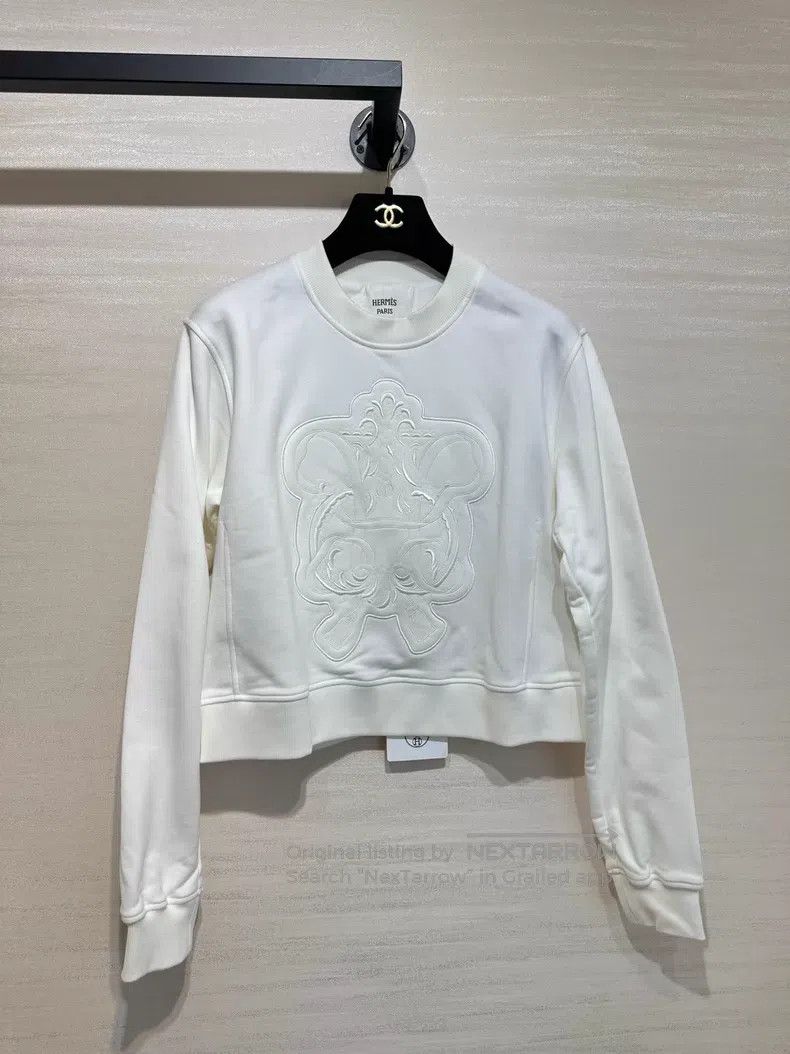 Hermes Hermes Round Neck Short Sleeve Sweatshirt White Size XS / US 0-2 / IT 36-38 - 1 Thumbnail