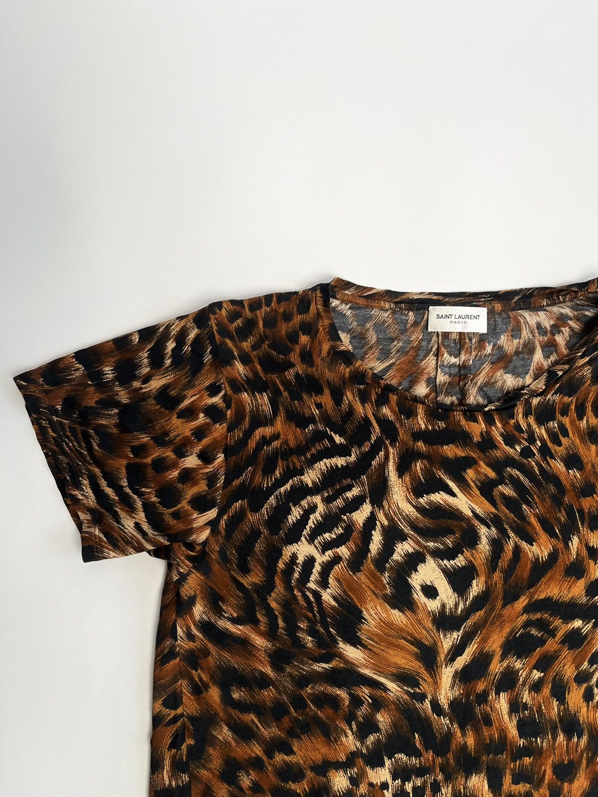 FW16 Saint Laurent Paris Leopard Pattern Tee by Hedi Slimane
