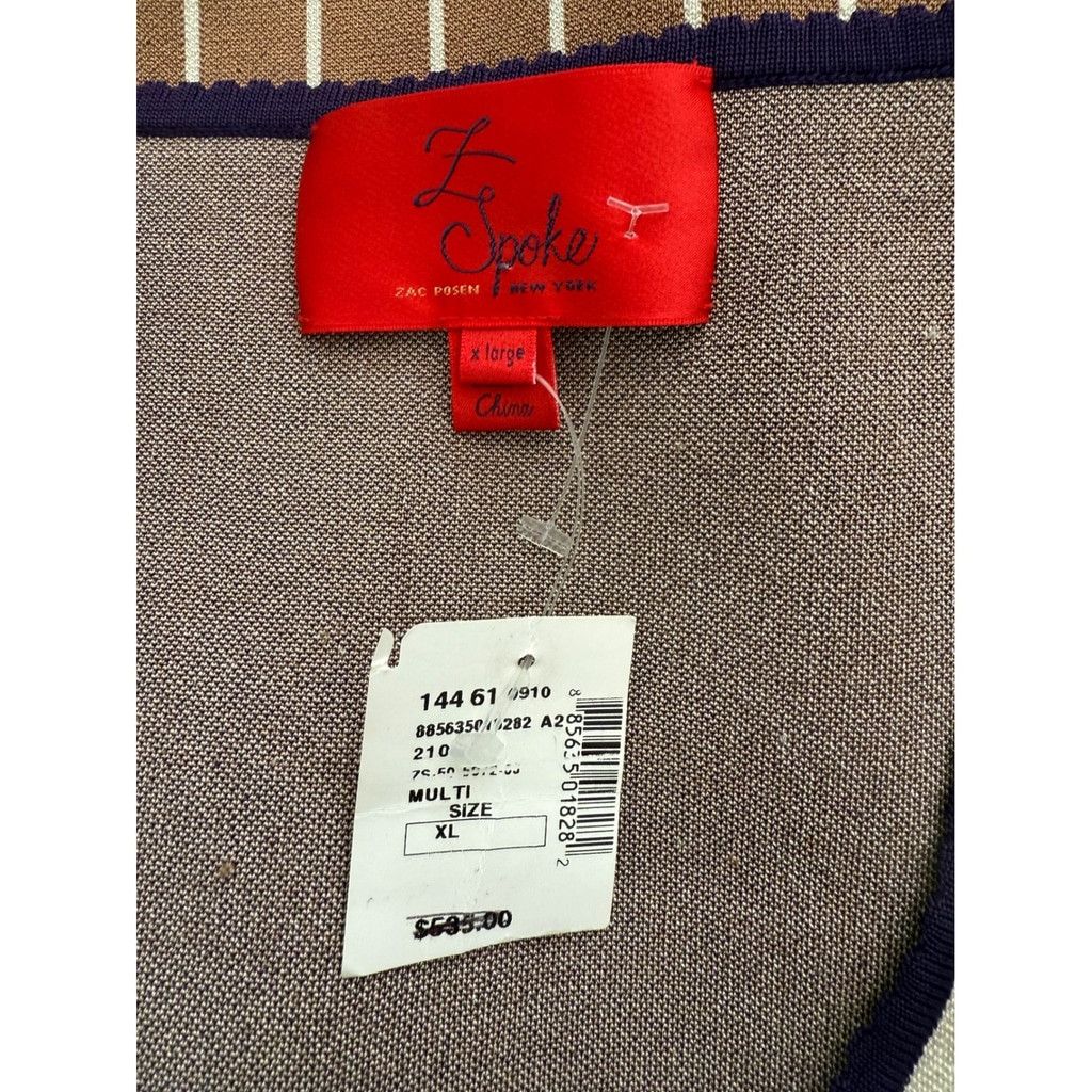 Zac Posen Zac Posen Le Spoke Knit Dress Sleeveless Purple Brown Ivory Size XL / US 12-14 / IT 48-50 - 5 Thumbnail