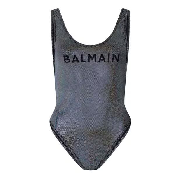 Balmain o1g2r1mq0924 Logo Metallic Swimsuit in Black & Silver Size XS / US 0-2 / IT 36-38 - 1 Thumbnail