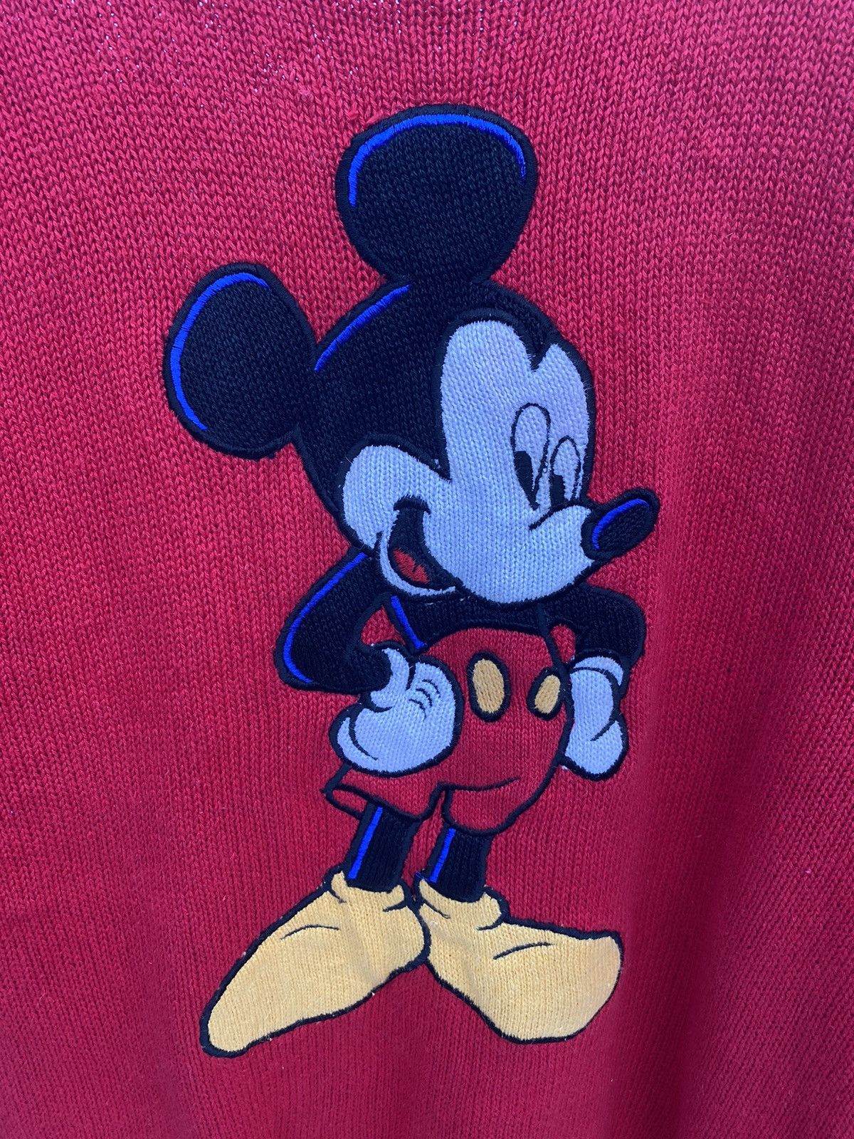 Mickey Mouse Vintage Mickey Mouse Big Logo Cable Knit Sweater Size US L / EU 52-54 / 3 - 4 Thumbnail