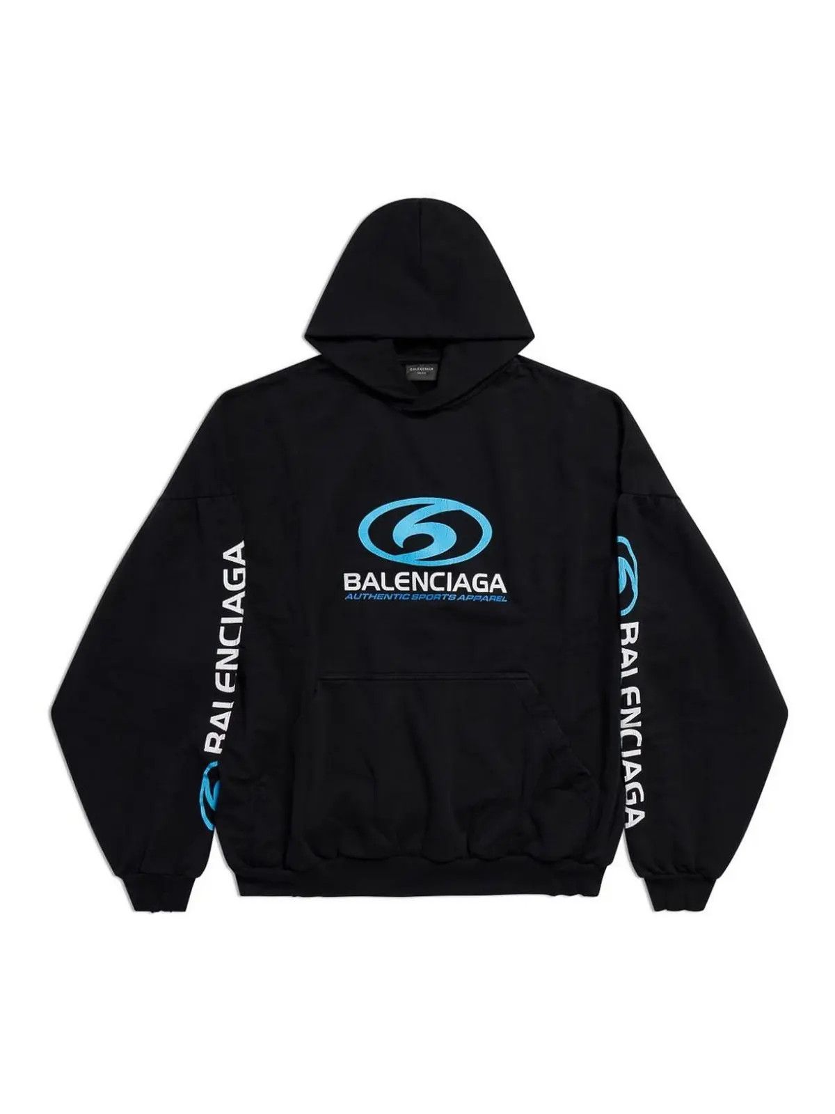 Balenciaga o1w1db11225 Surfer Round Hoodie Oversized in Black Size US L / EU 52-54 / 3 - 1 Thumbnail