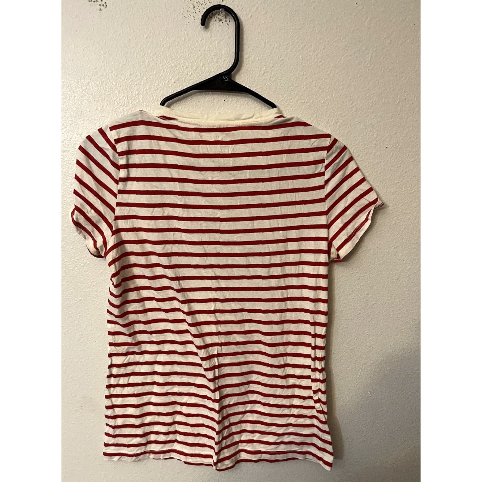 Gap VINTAGE Gap Cotton Crew Neck T-Shirt Red Small Women Short Sleeve Striped Size S / US 4 / IT 40 - 3 Thumbnail