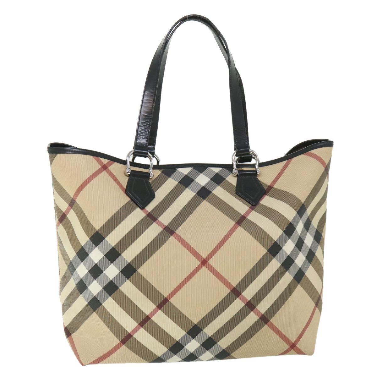 Burberry BURBERRY Nova Check Hand Bag Coated Canvas Beige 