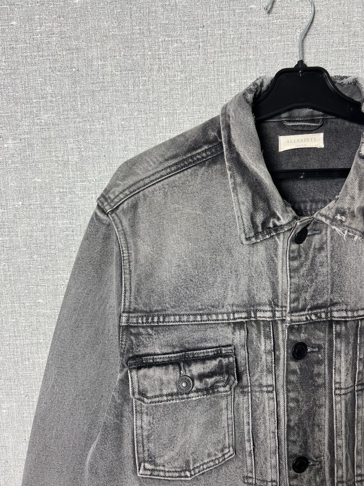 All Saints Bohmer Distressed Denim Jean Jacket Size M