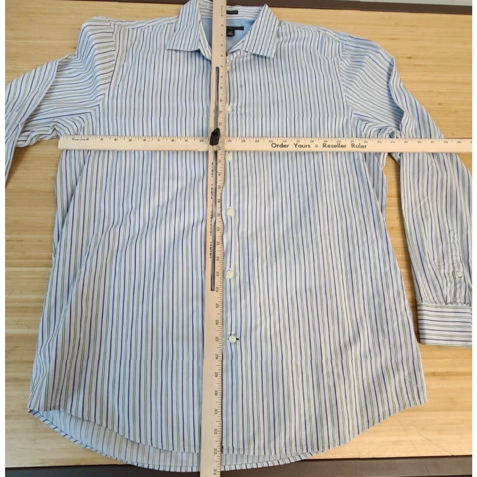 Banana Republic Banana Republic Shirt Striped 2-Ply 100% Cotton Men XL X-Large Button-Front Long Sleeve Multicolor Button-Up Shirt Size US XL / EU 56 / 4 - 3 Thumbnail