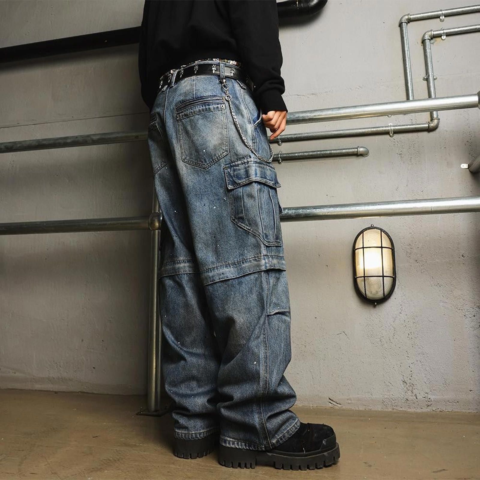 Japanese Brand Distressed Cargo Convertible Denim Jeans / Jorts Size US 30 / EU 46 - 4 Thumbnail