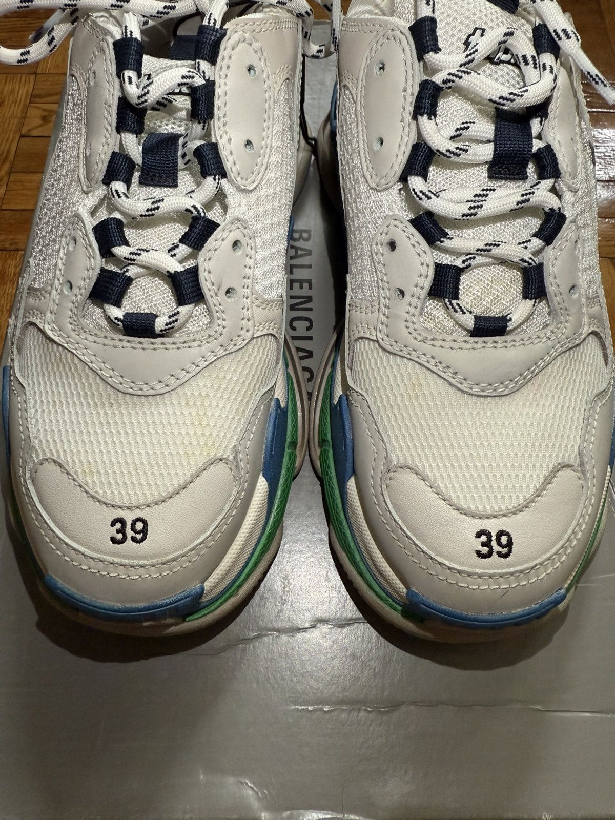 Balenciaga Balenciaga Triple S Sneaker - White / Blue / Green Size US 6 / EU 39 - 9 Thumbnail